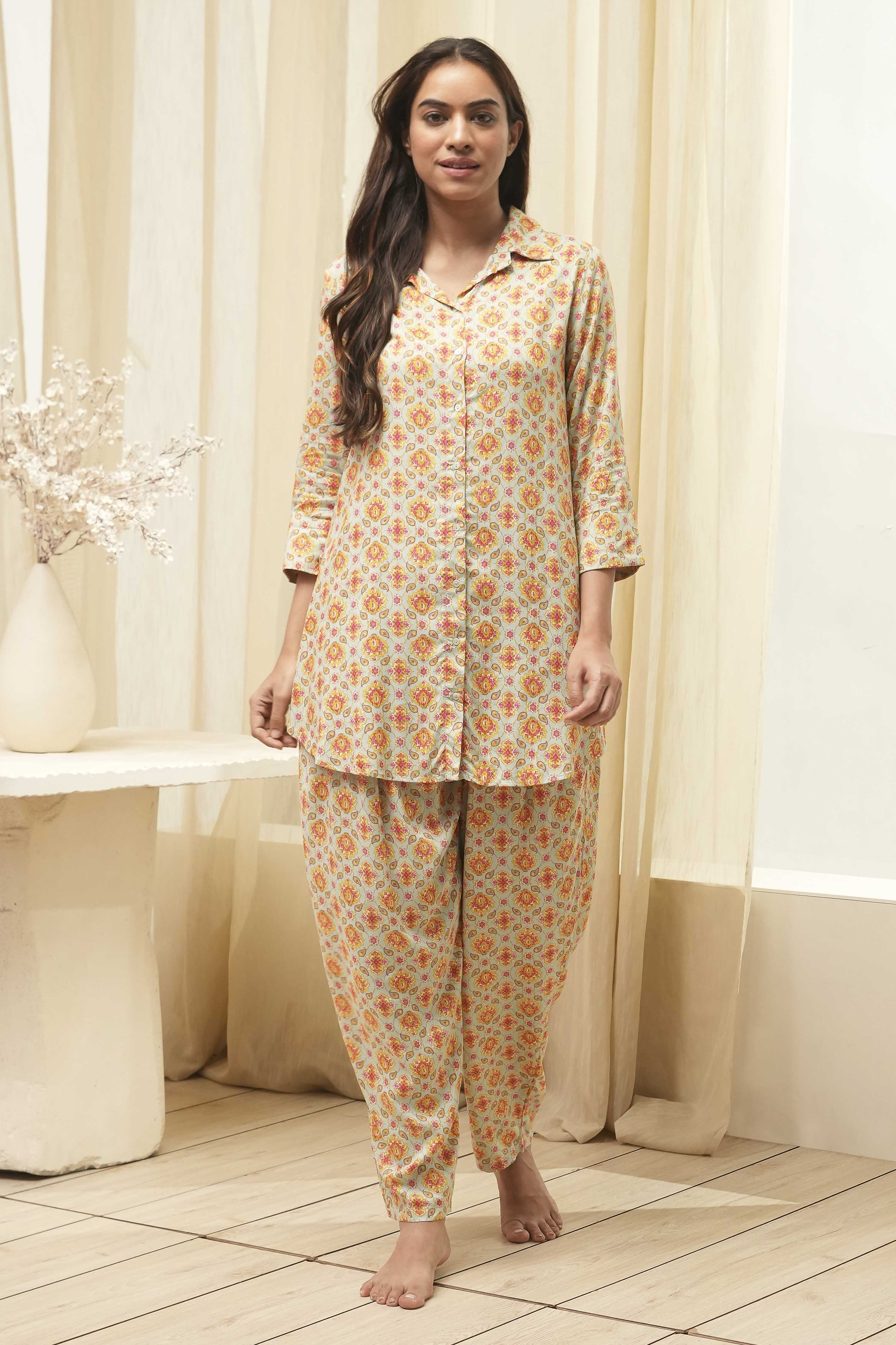 Powder Blue Rayon Printed 2 Piece Sleepwear Set image number 6