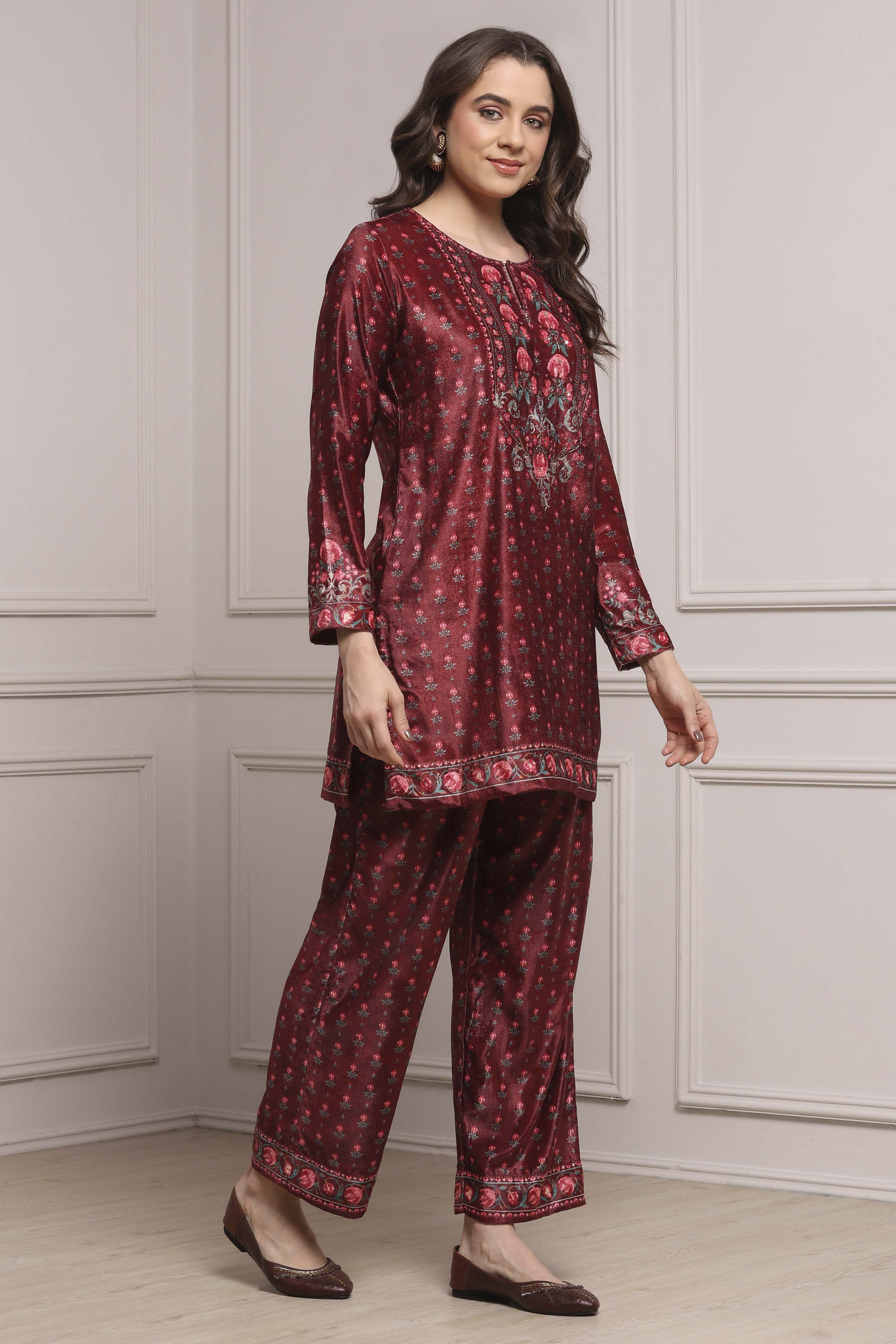 Ochre Yellow Polyester Printed Kurta Pants Set image number 5