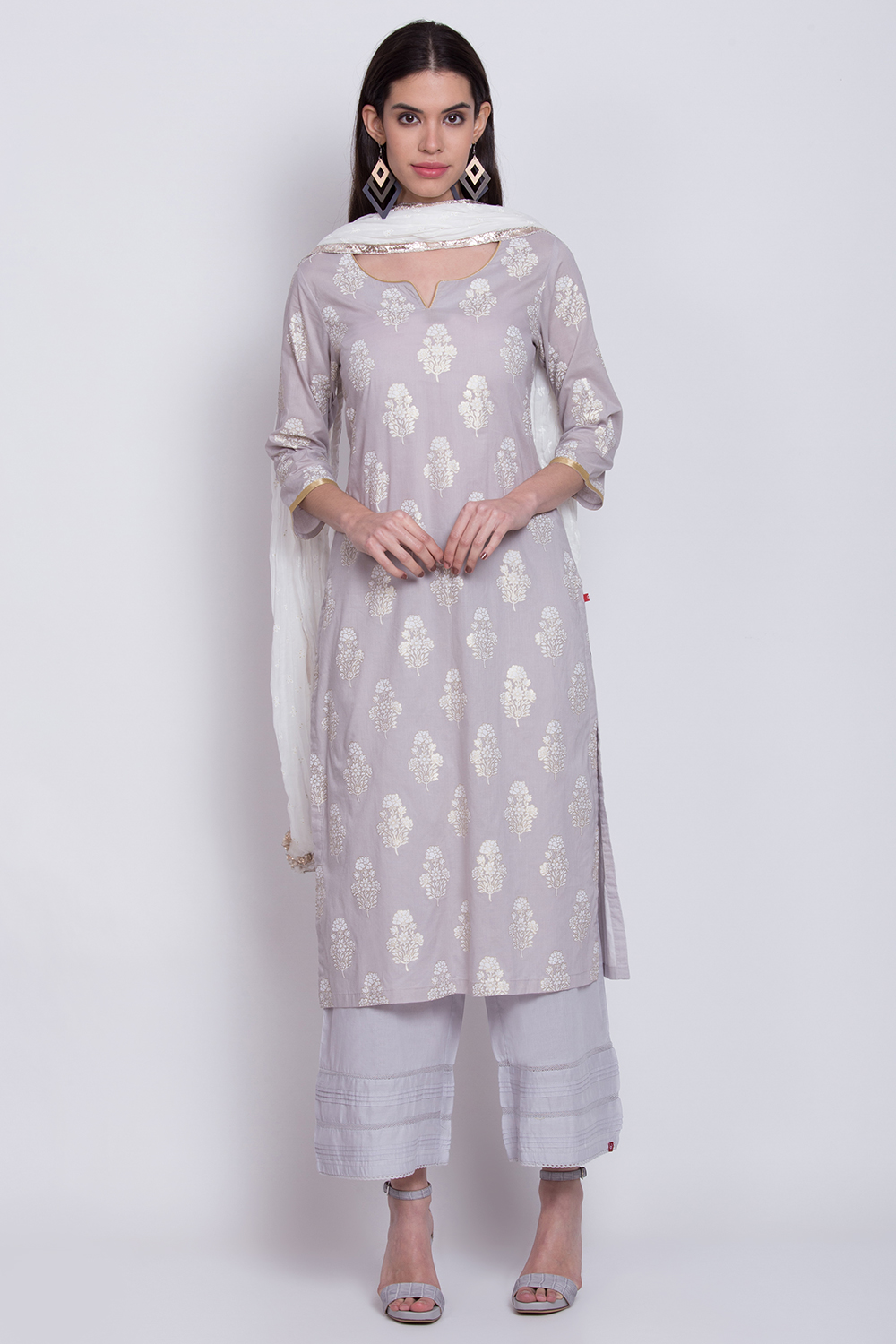 Lime Yellow Cotton Straight Printed Kurta image number 4