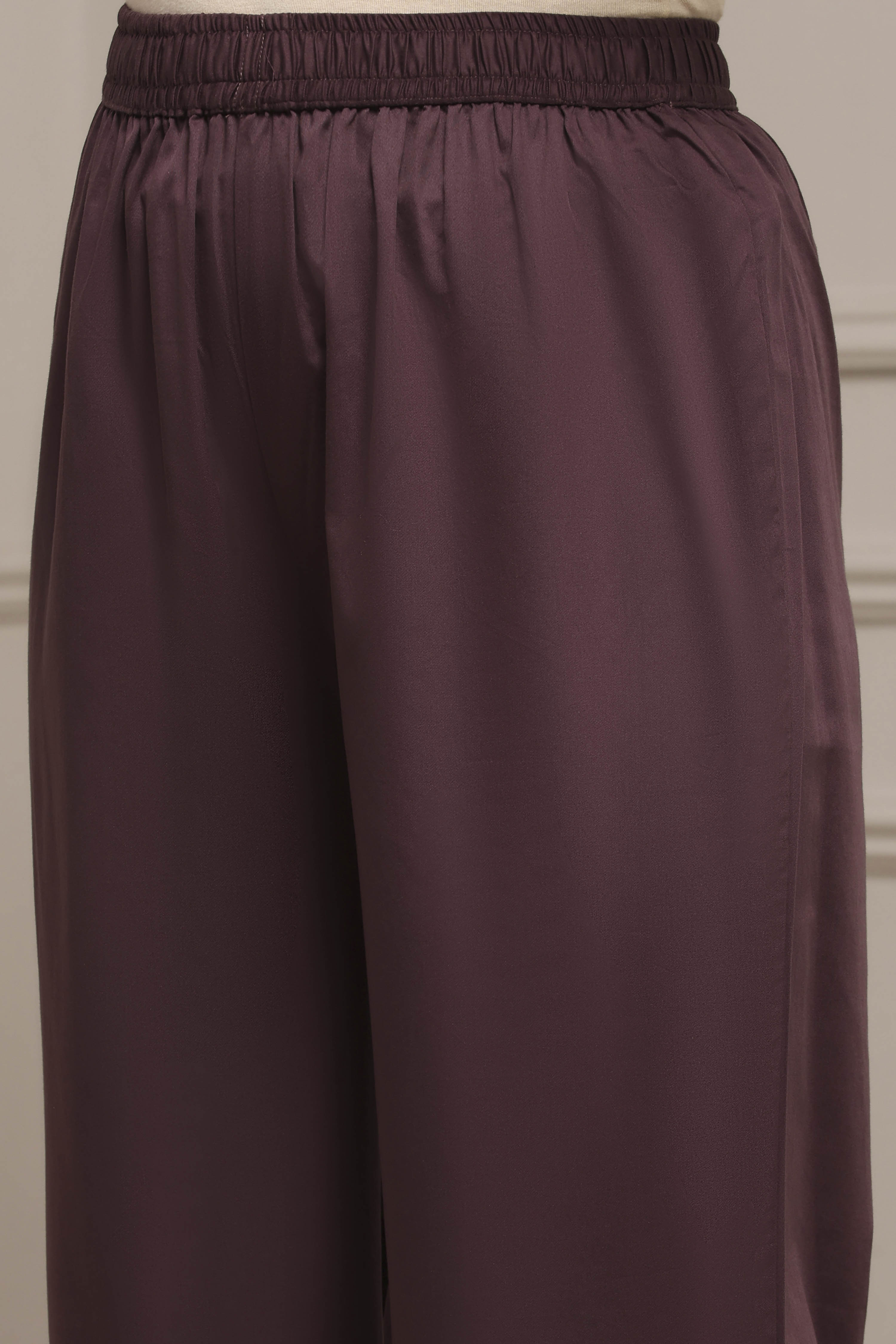 Lavender Chanderi Relaxed Dyed Kurta Pants Set image number 2
