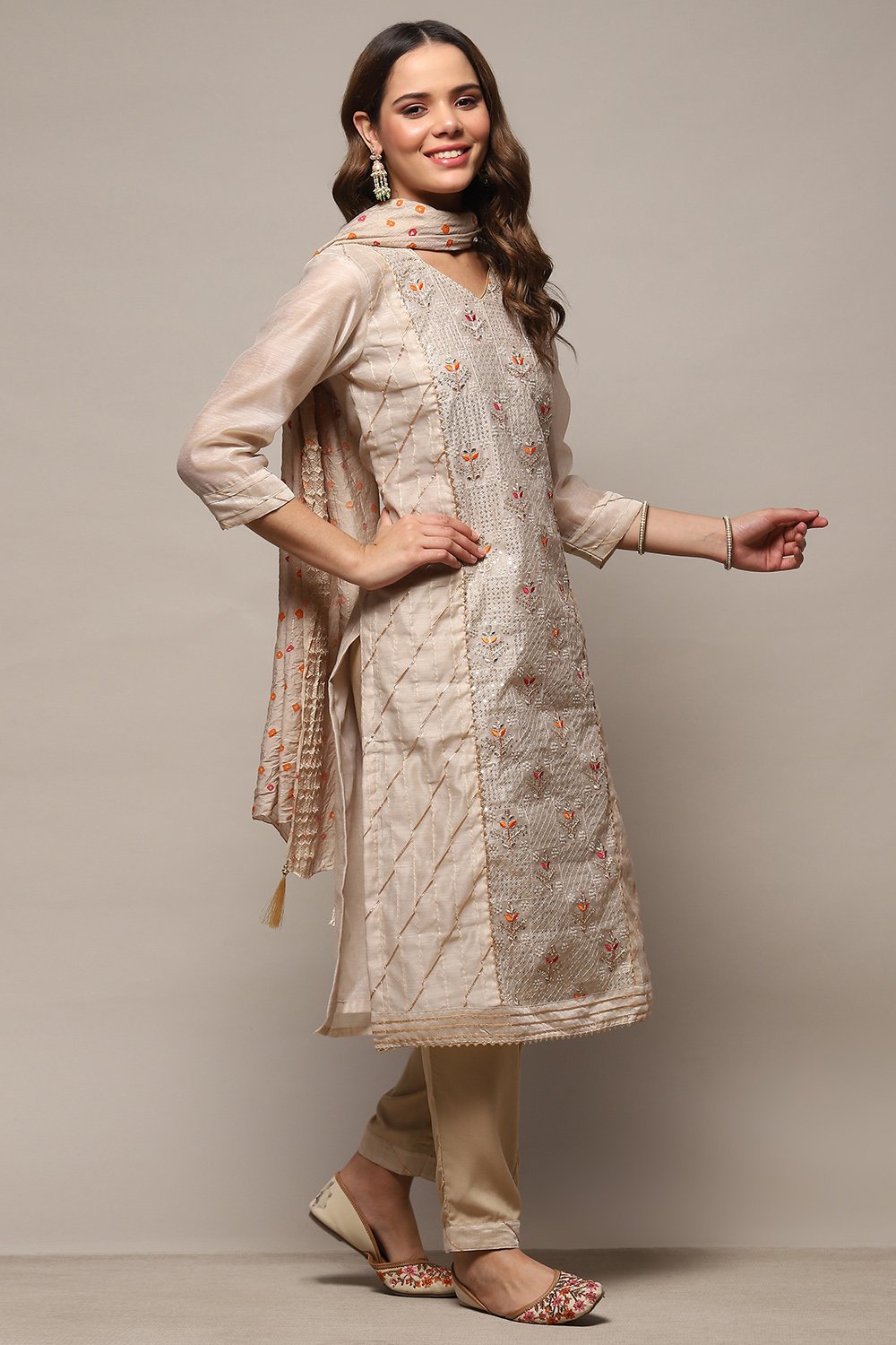 Pink Modal Unstitched Suit Set image number 7