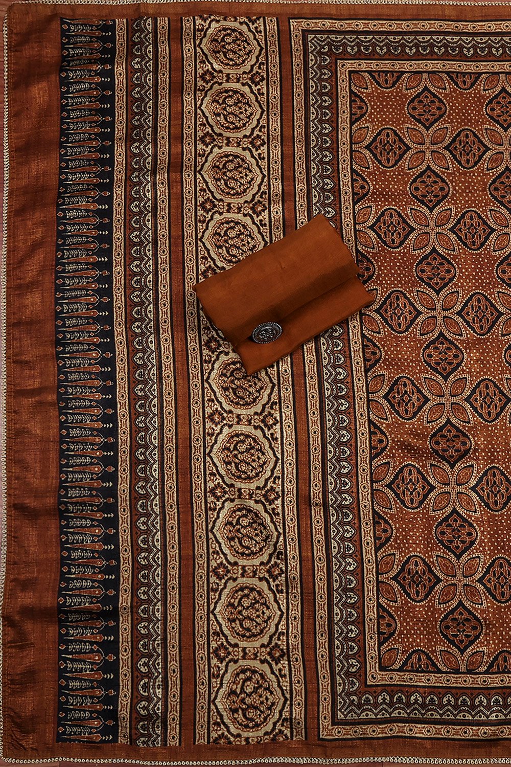 Wine Silk Blend Hand Embroidered Unstitched Suit Set image number 3