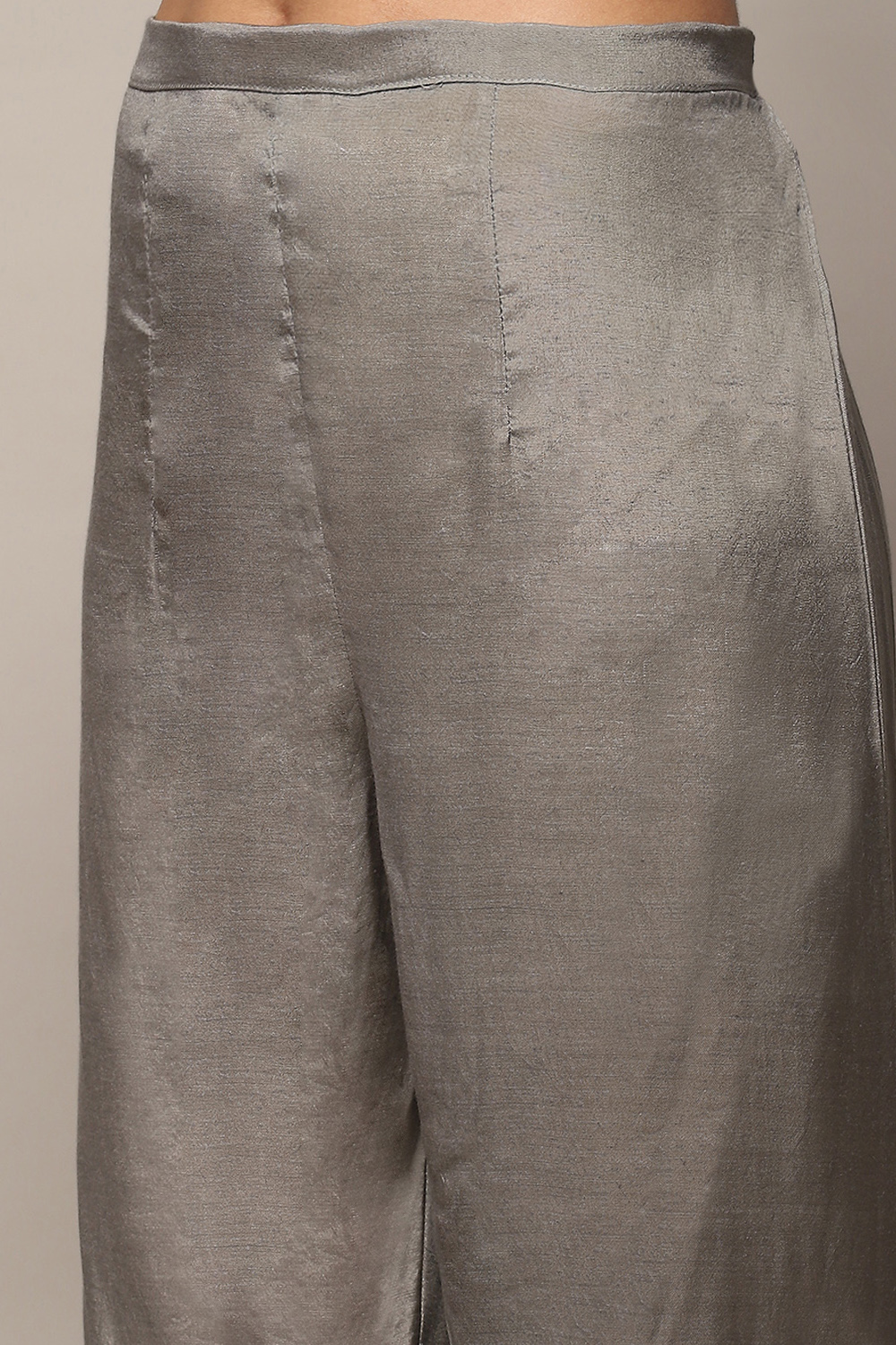 Grey Organza Unstitched Suit set image number 3