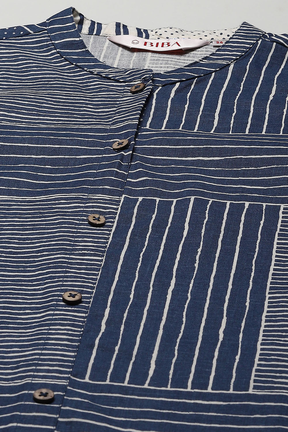 Blue Cotton Flax Narrow Kurta Pant Suit Set image number 1