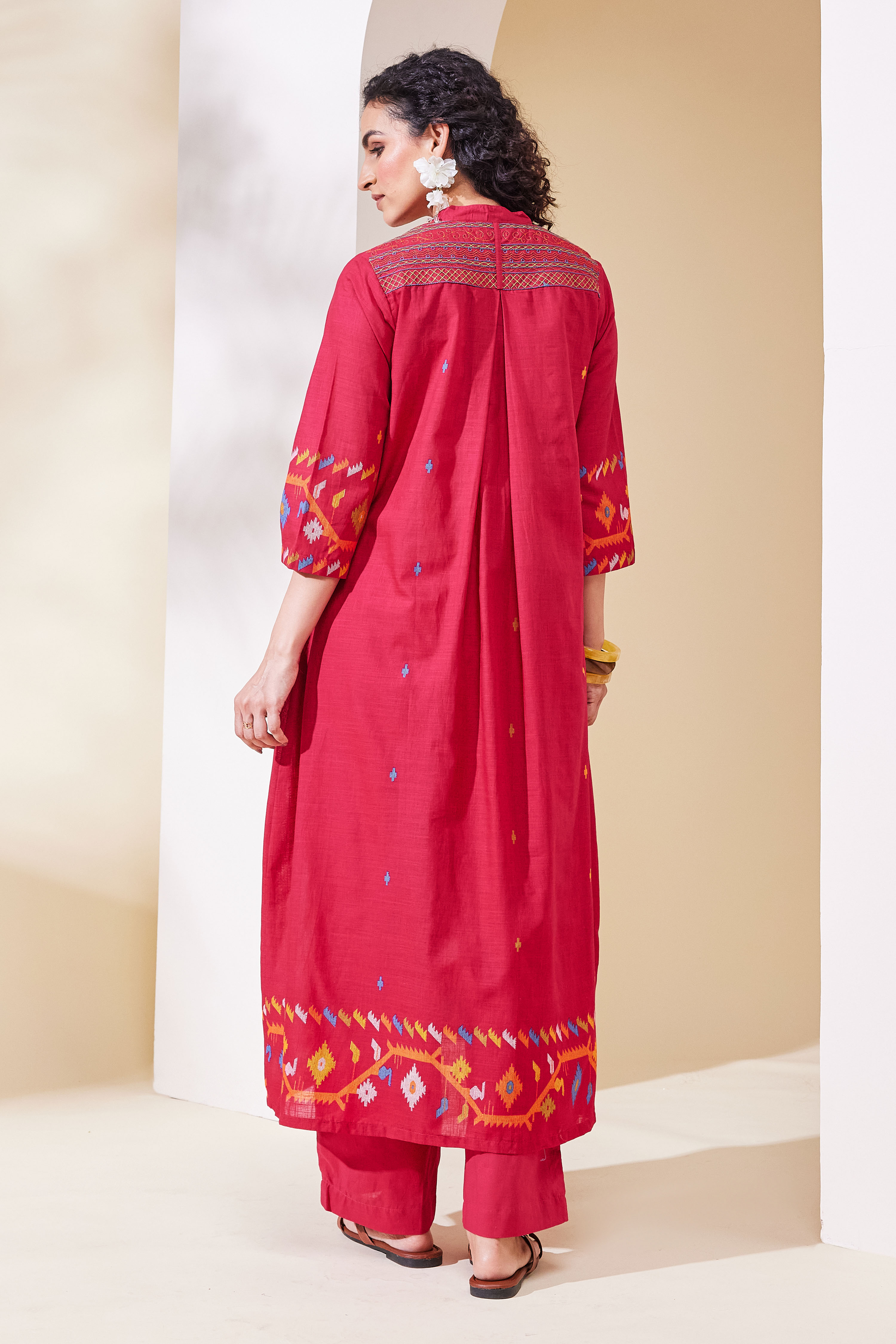 Black Cotton Straight Kurta Pants Set image number 4