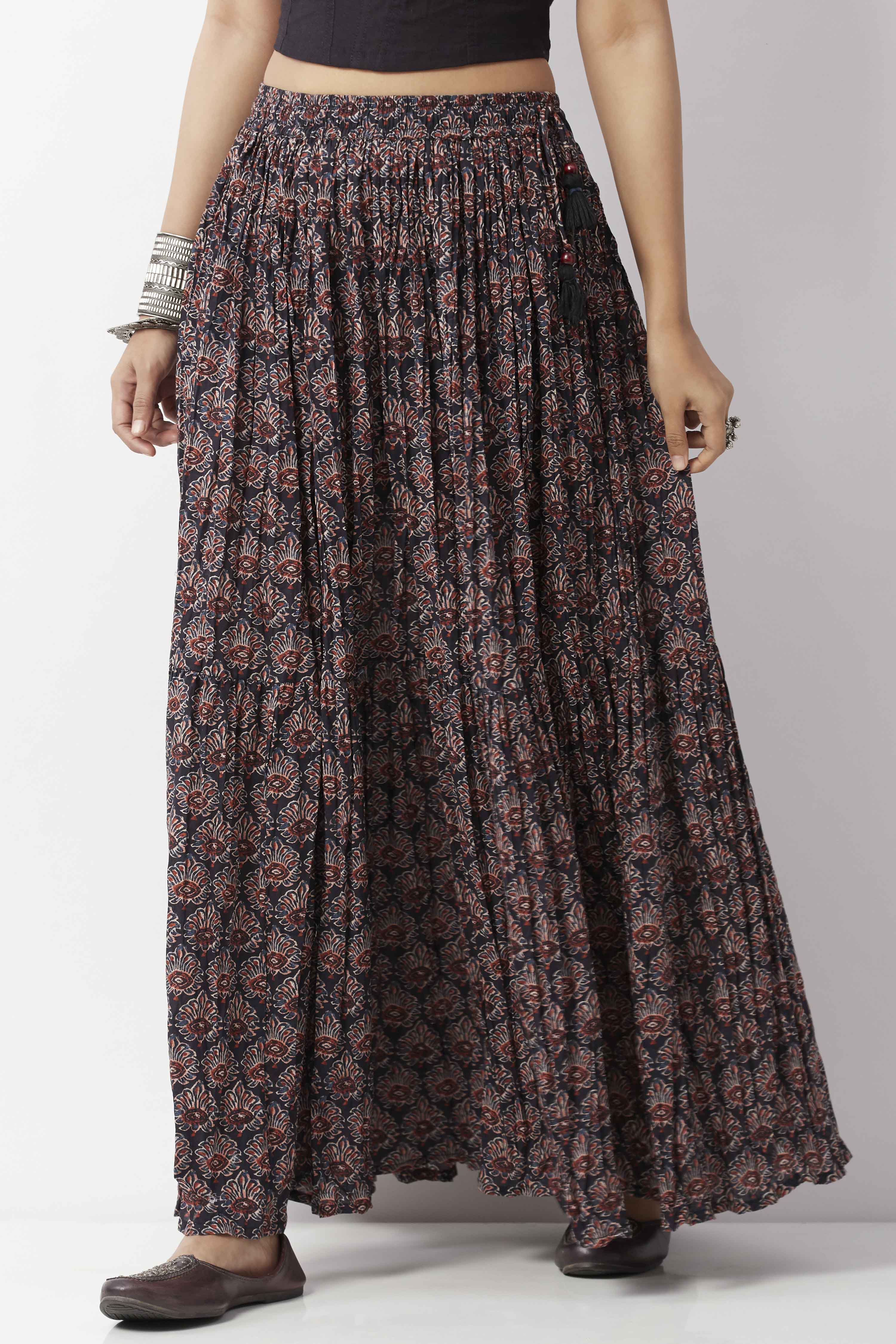 Black Cotton Printed Skirt image number 3