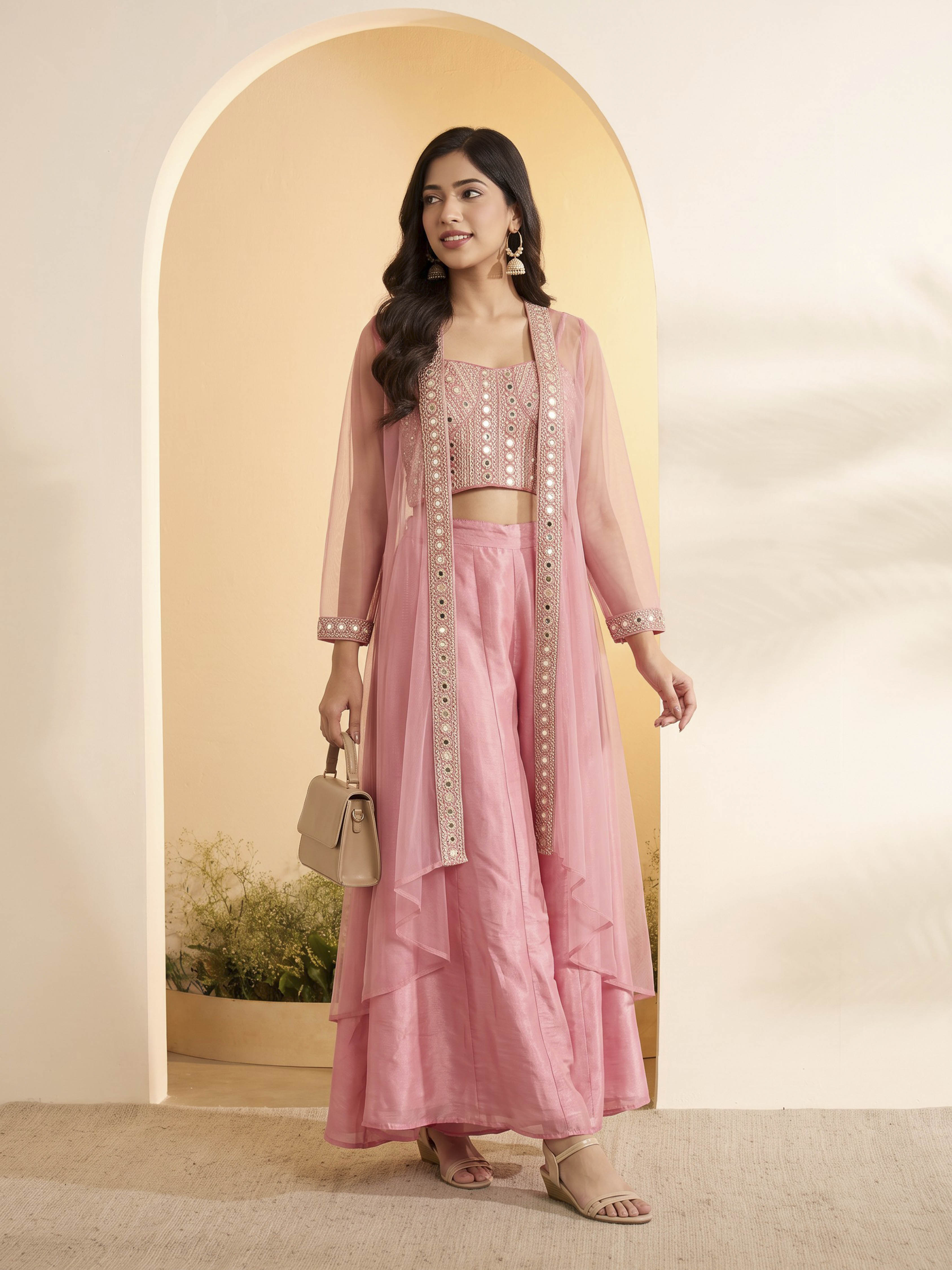 Yellow Solid Viscose Rayon Kalidar Kurta Set with Sharara image number 0