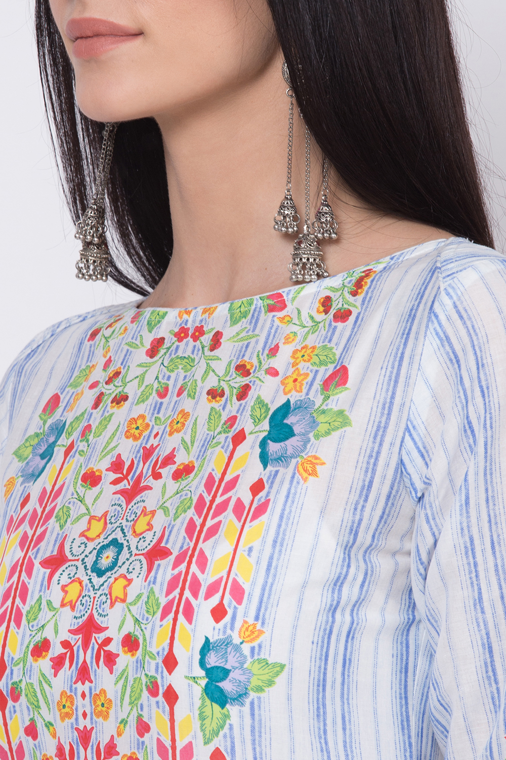 Pink Cotton Straight Printed Kurta image number 1