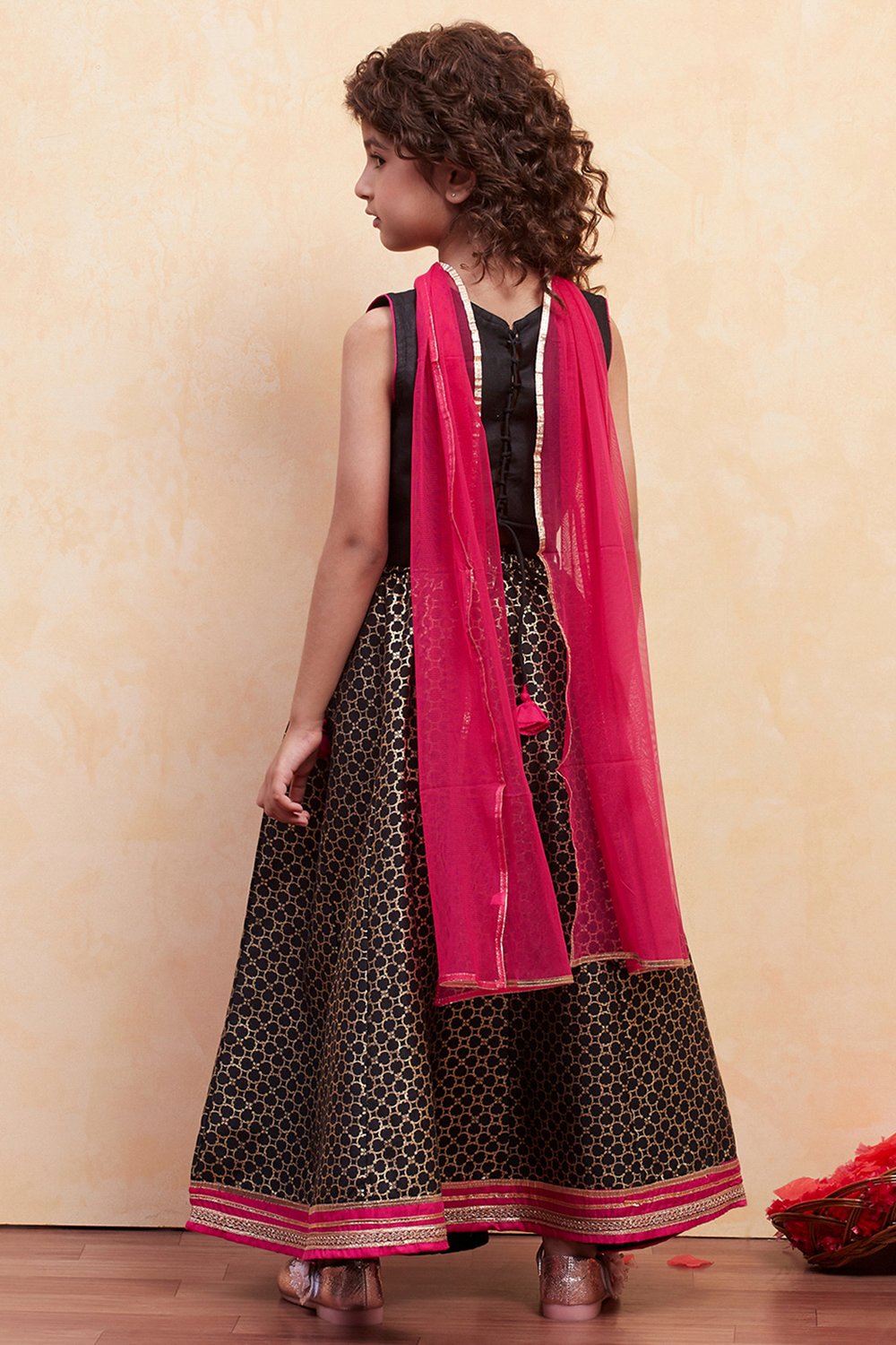 Black Polyester Lehenga Set image number 4