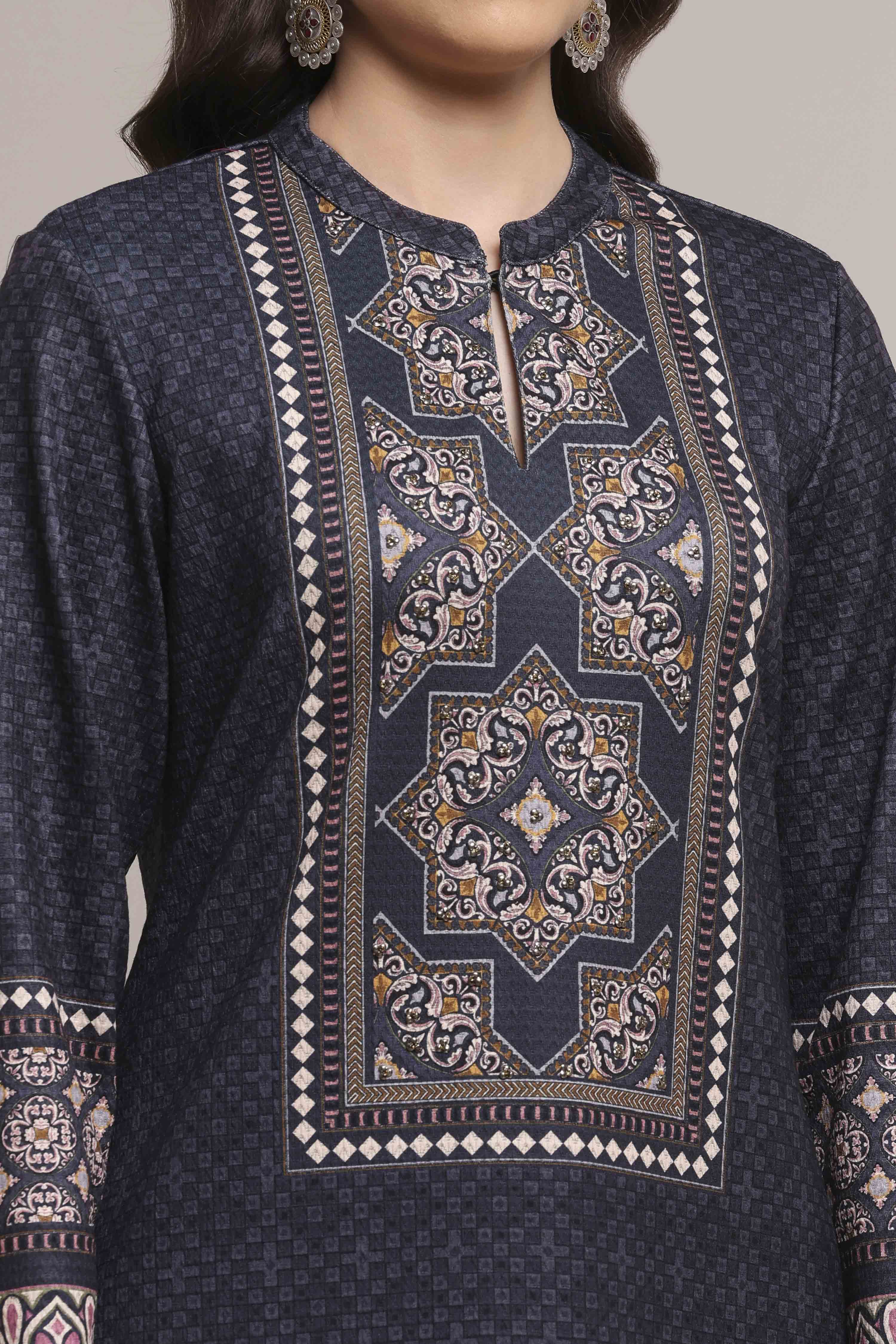 Black Polyester Printed Kurta image number 1