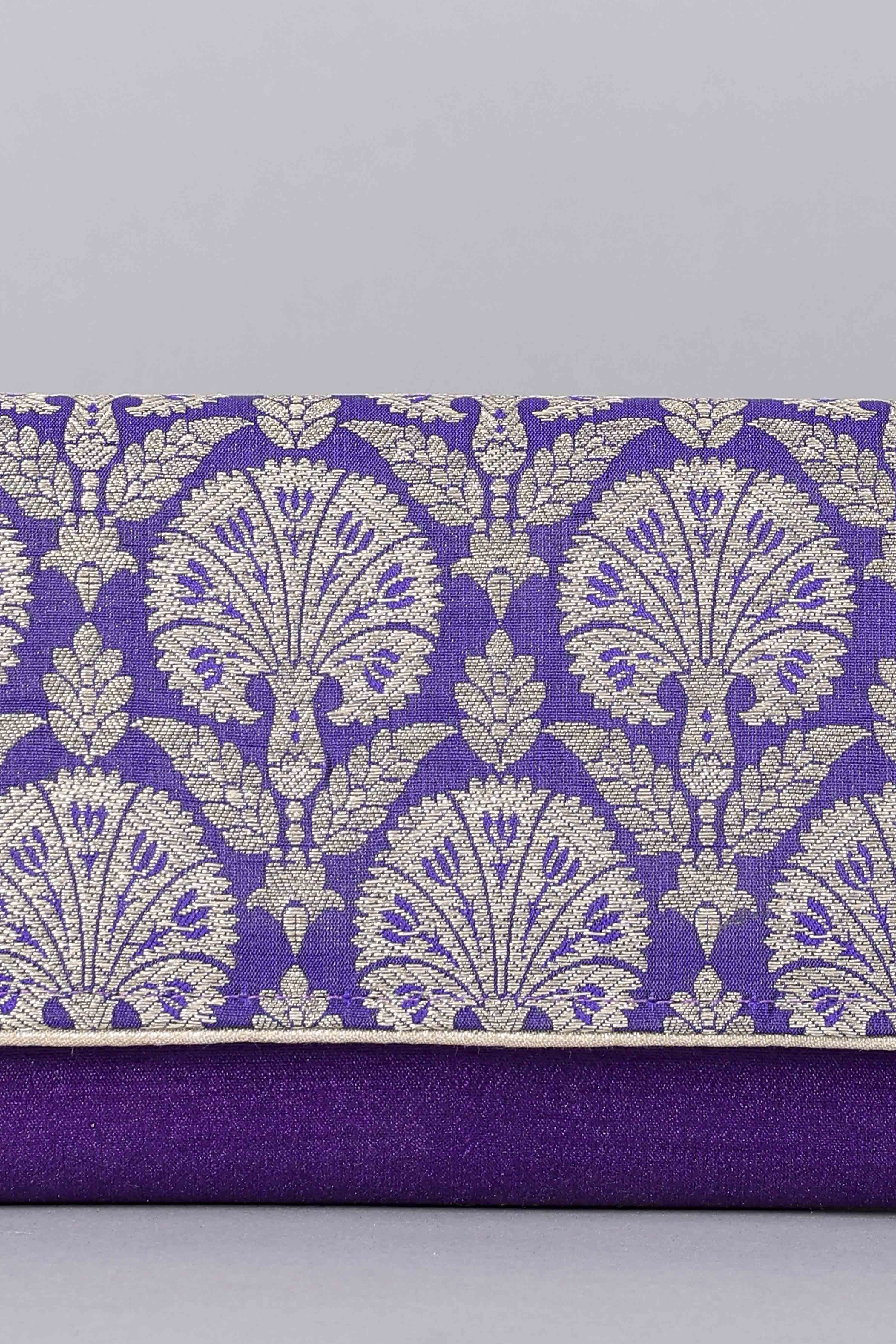 Purple Brocade Clutch image number 1