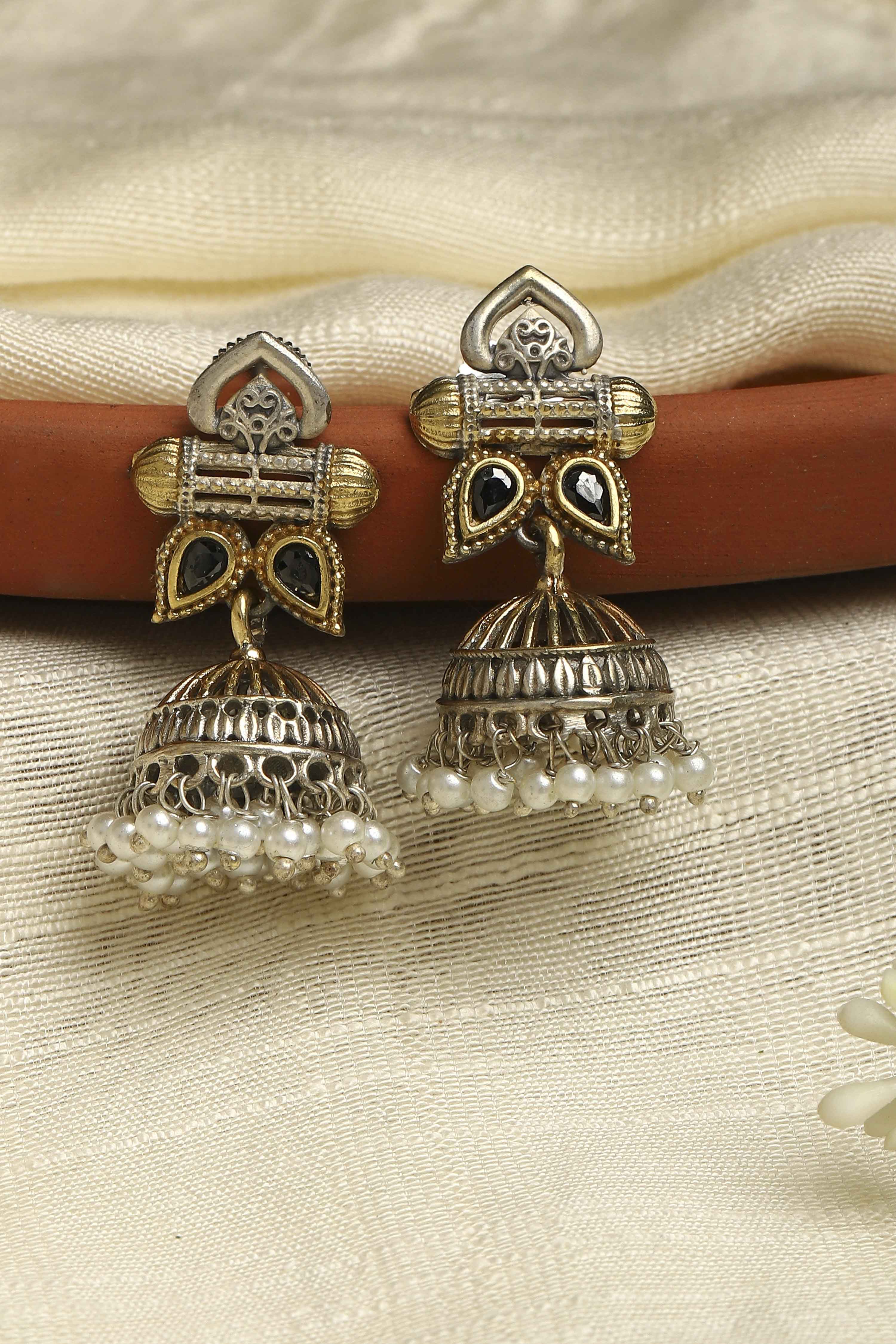 Oxidised Gold Brass Jhumka image number 0