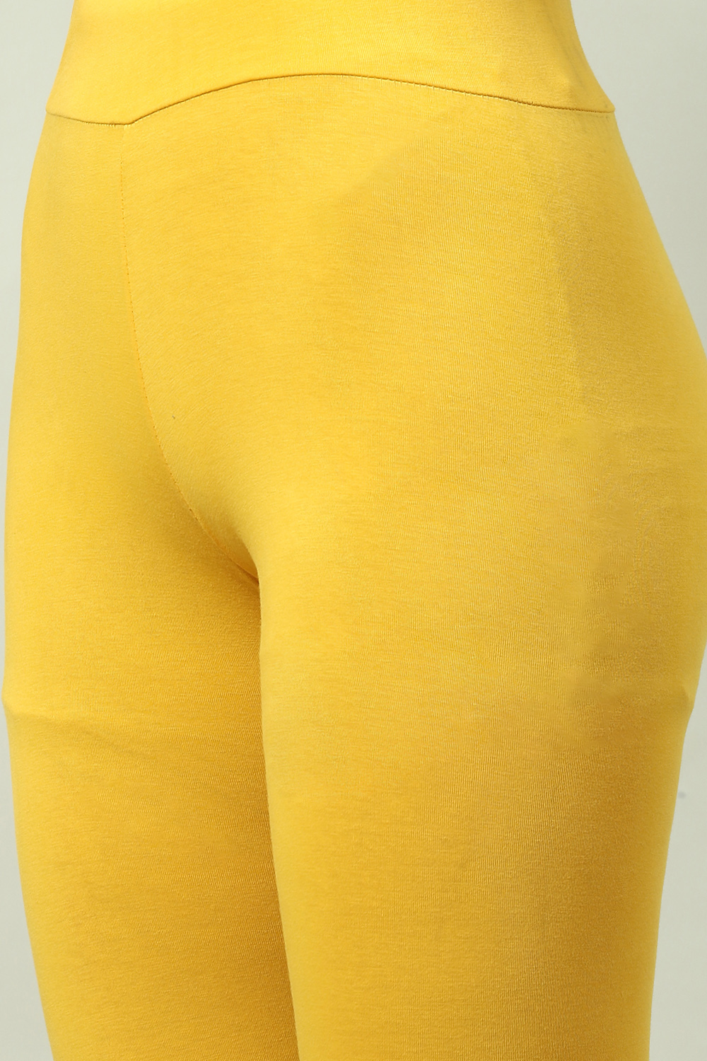 Off White Cotton Lycra Leggings image number 1