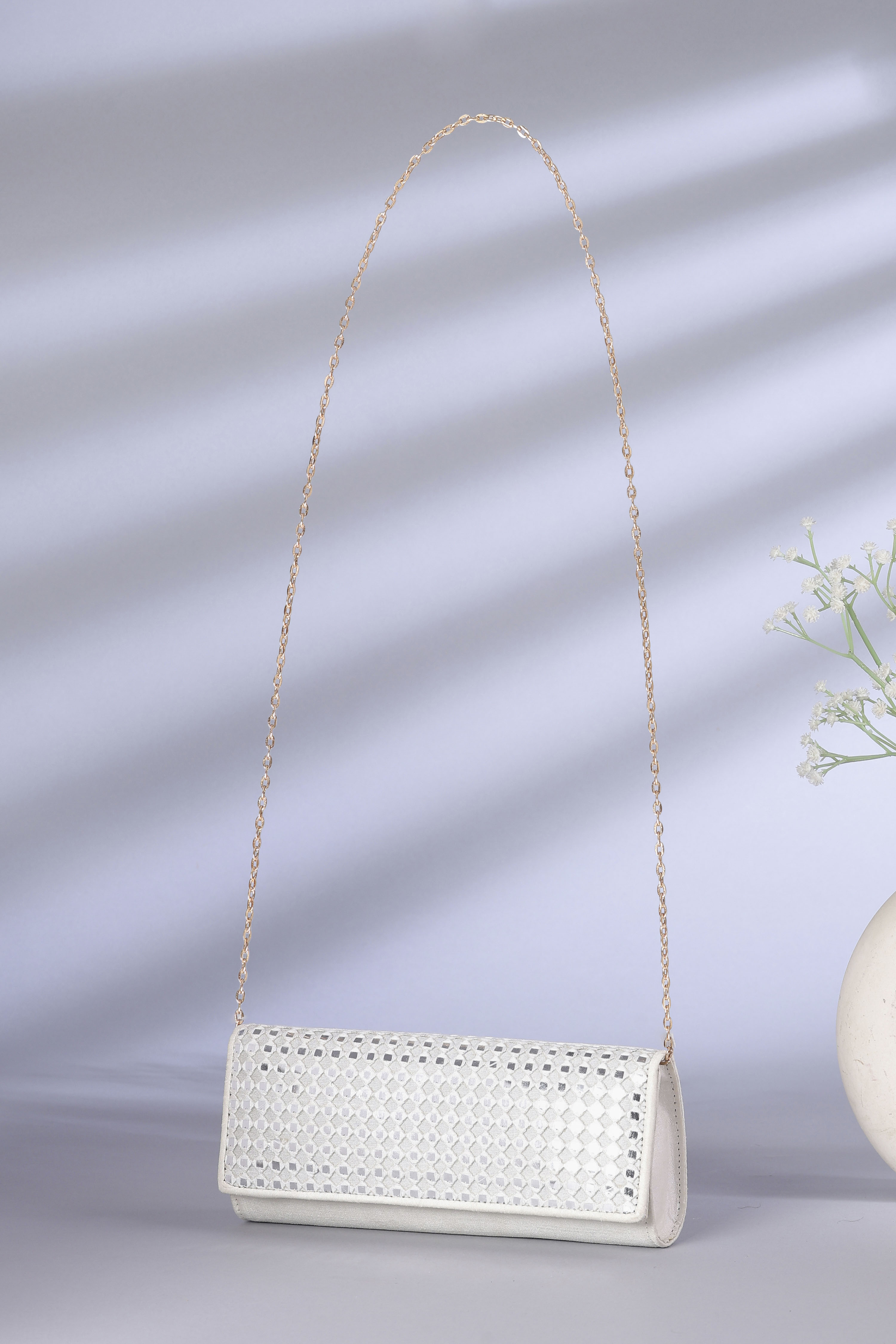 Ivory Mirror Work Clutch image number 0
