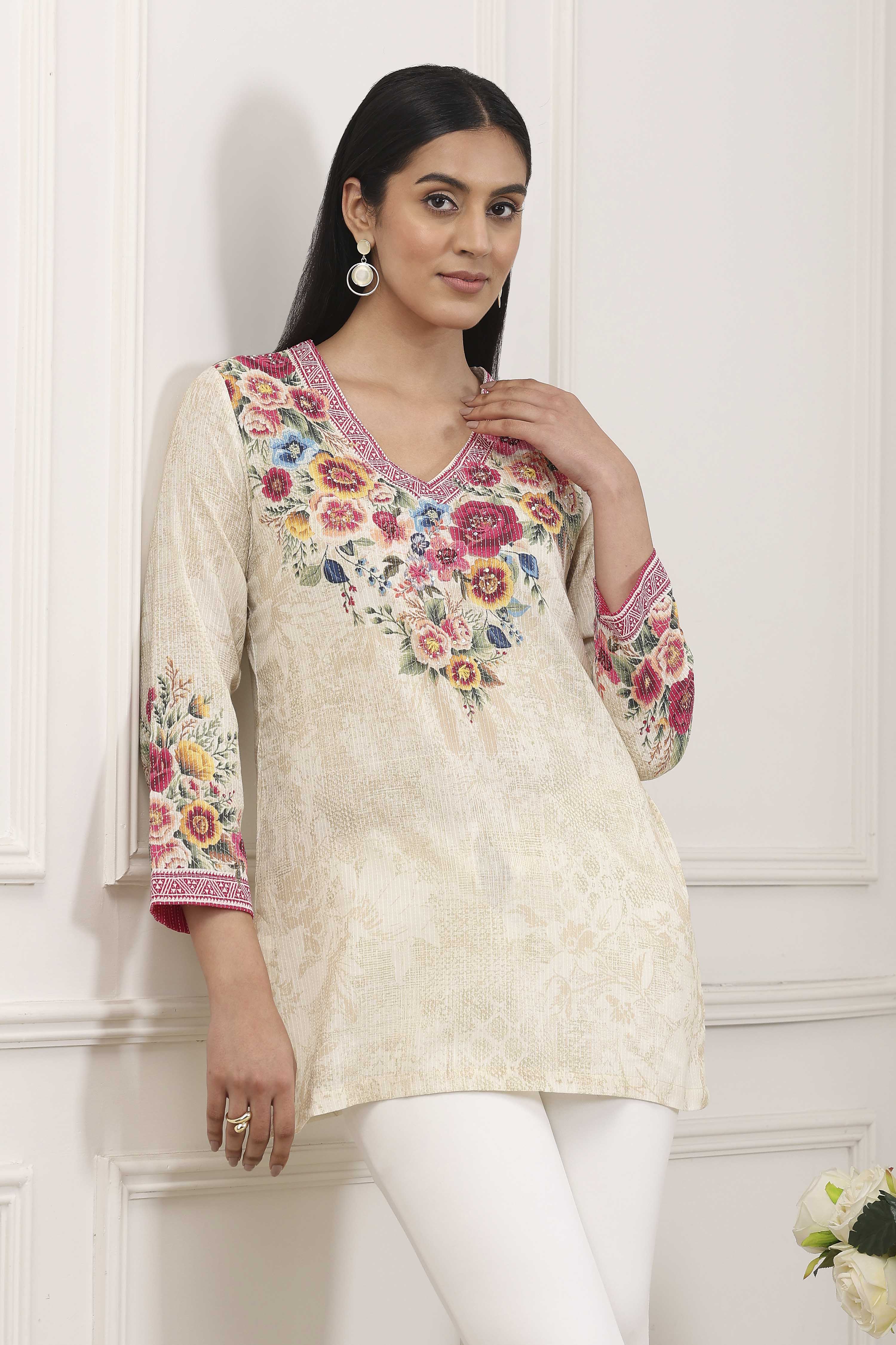 Beige Cotton Straight Shirt image number 0