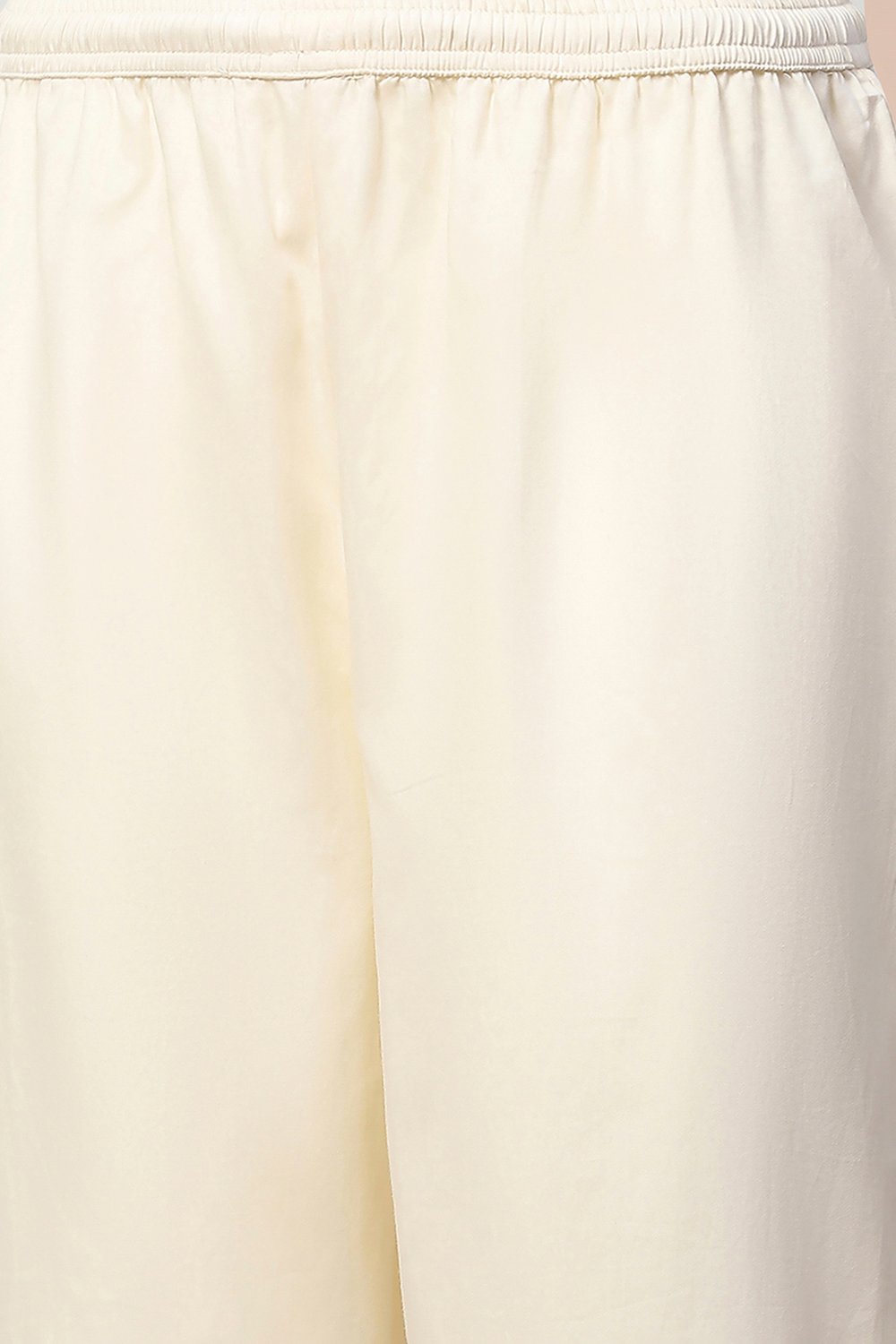 Off White Chanderi Straight Solid Suit Set image number 2