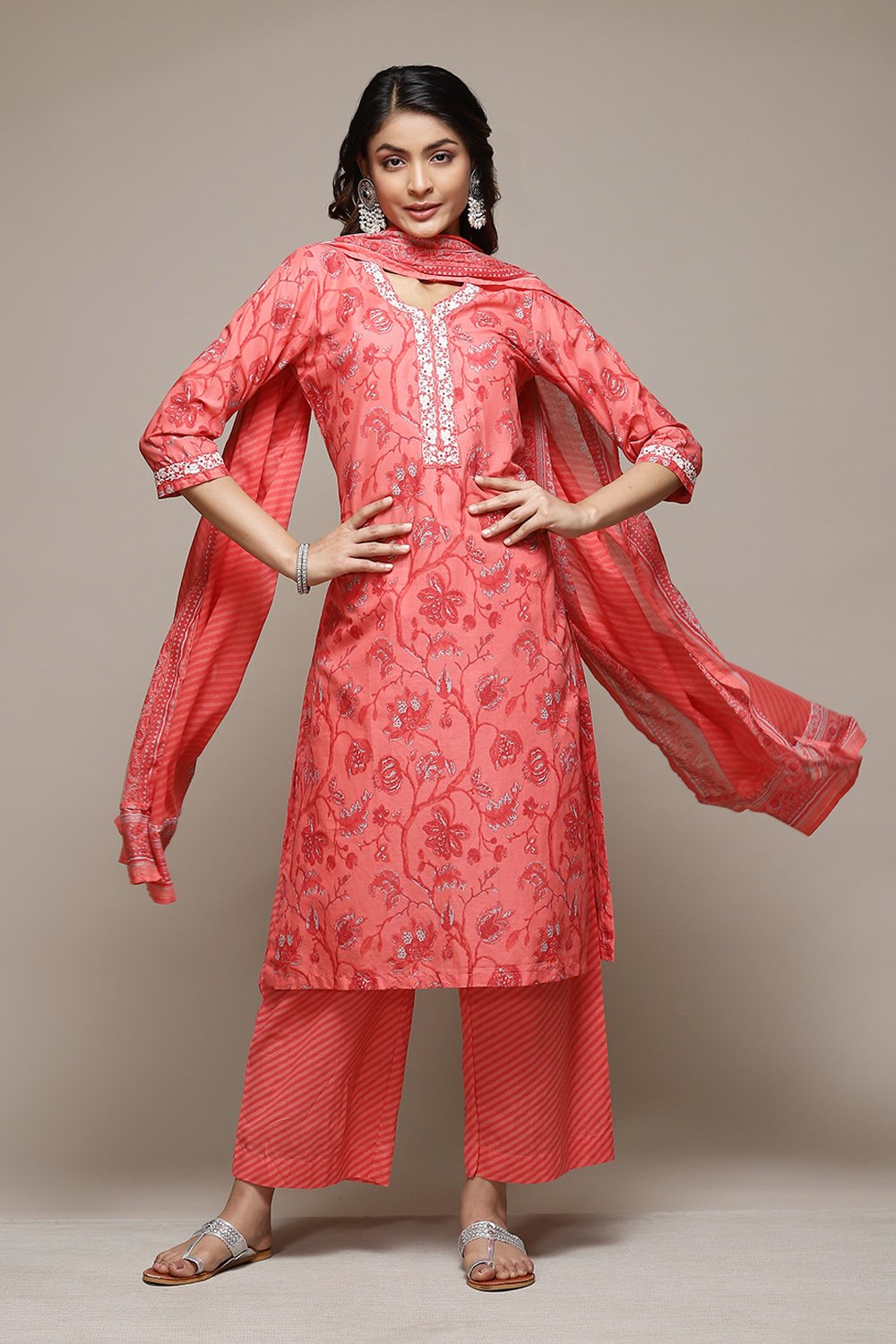 Indigo Cotton Straight Kurta Palazzo Suit Set image number 0