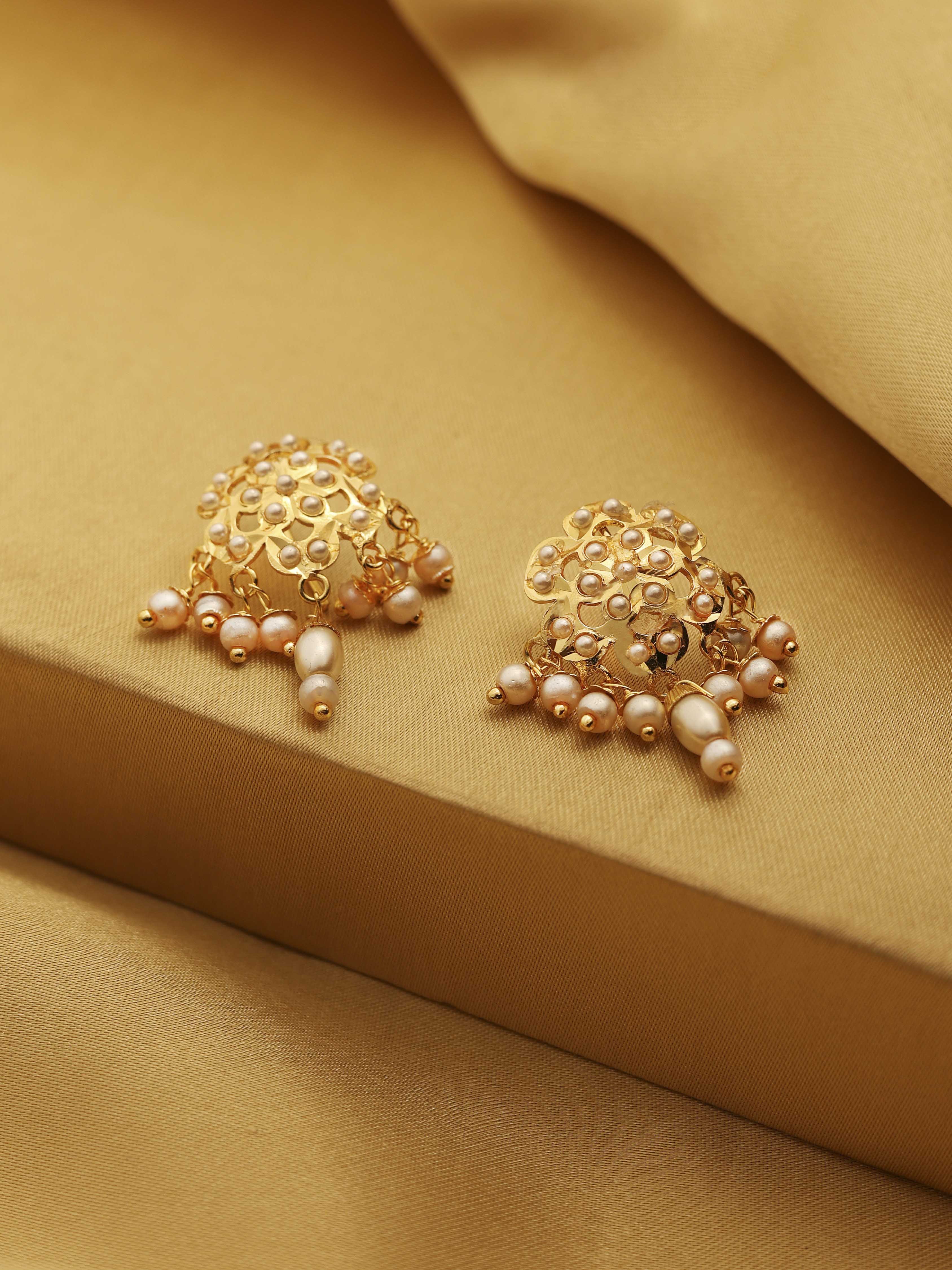 White Gold Plated Brass Drop & Dangler Earrings image number 0