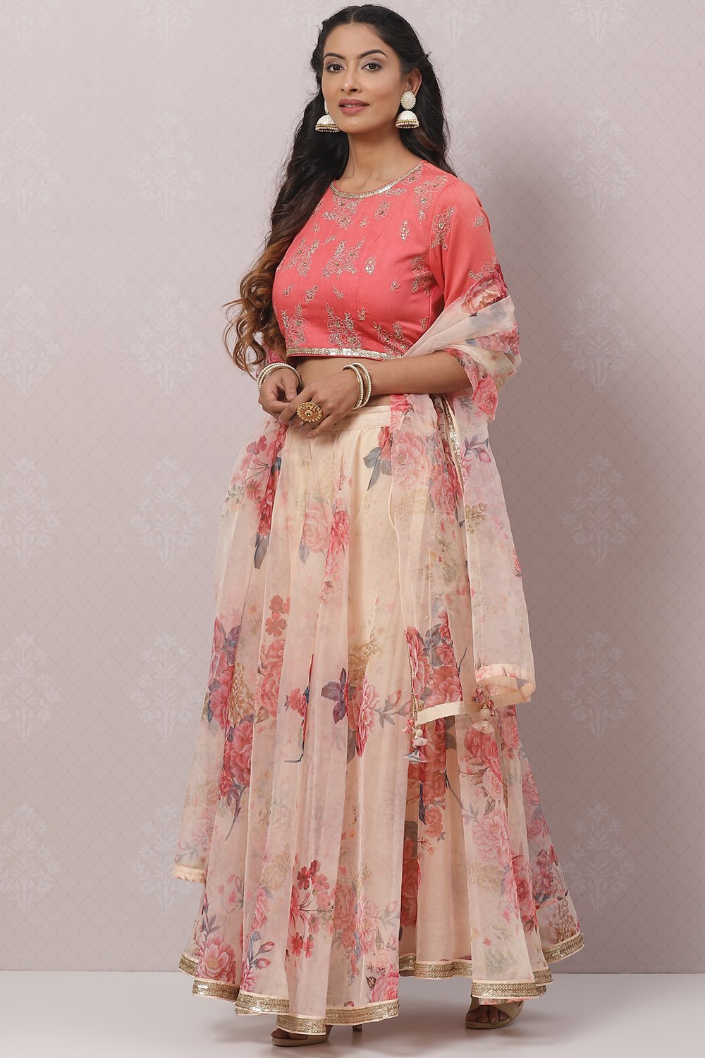 Mango Yellow Poly Cotton Lehenga Set image number 5