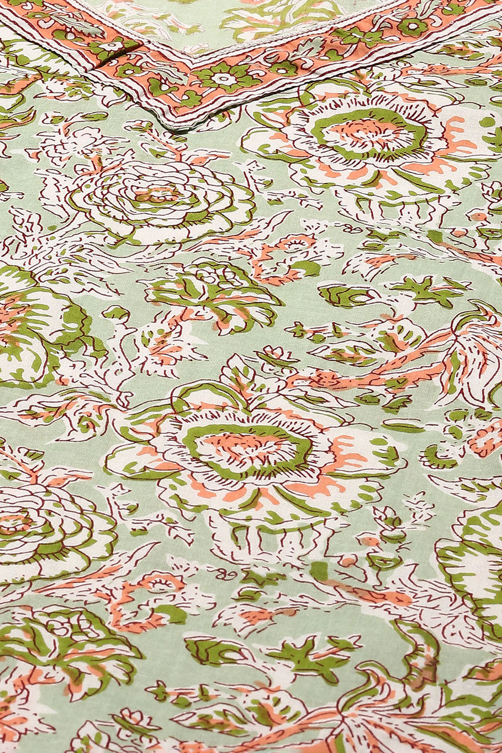 Dull Green Cotton Panelled Unstitched Suit Set image number 2