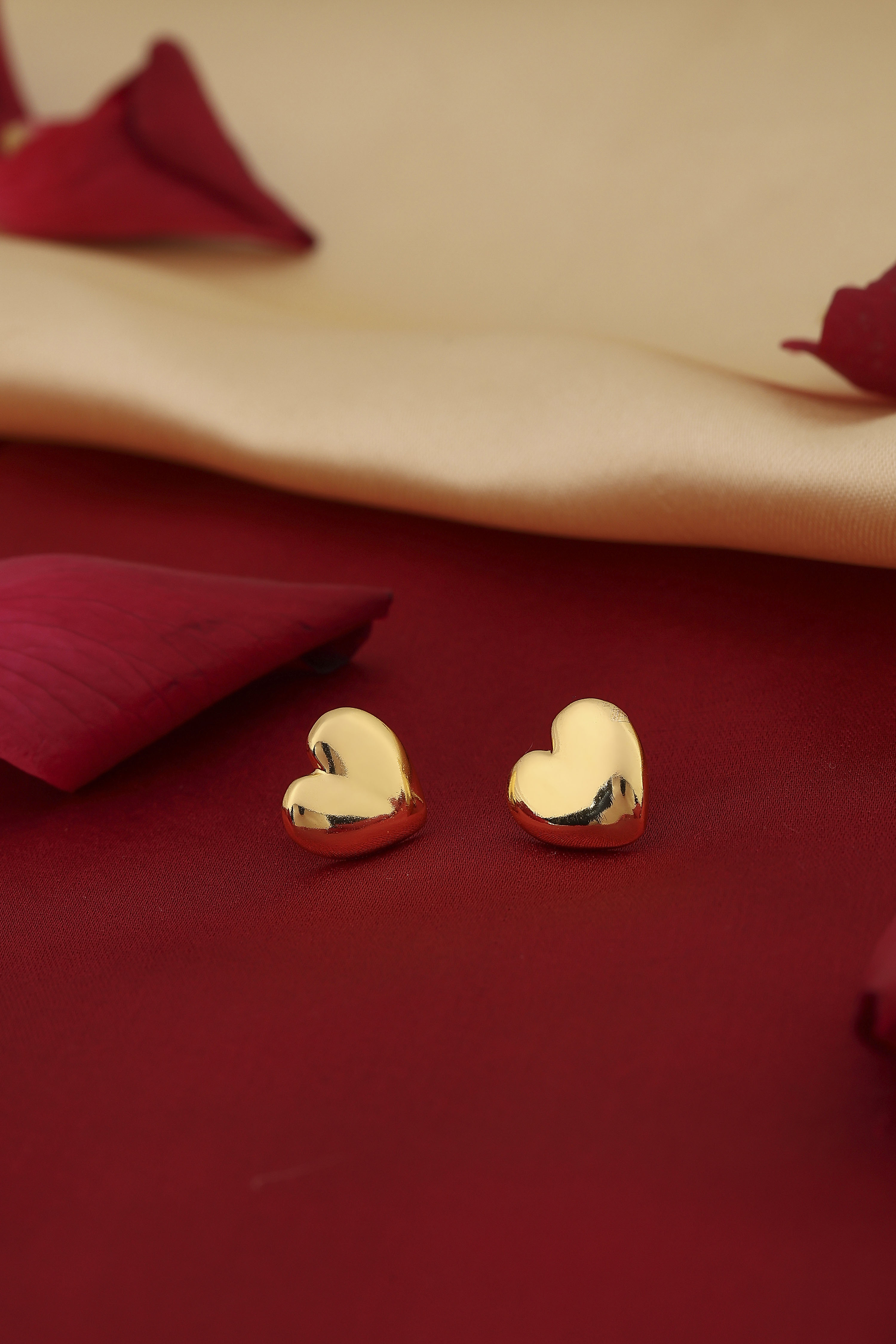 Gold Plated Brass Heart Shaped Stud Earrings image number 0