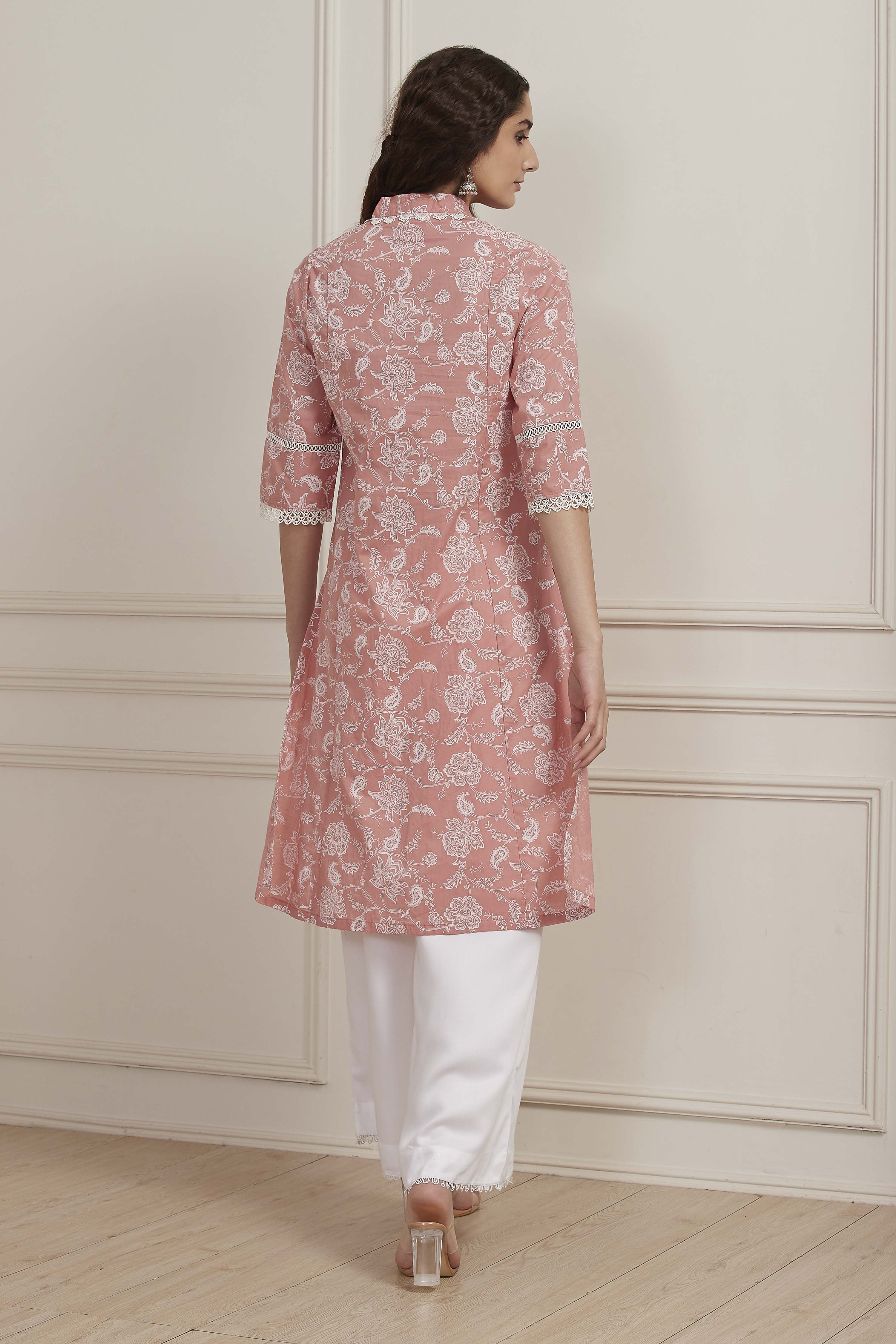 Blue Cotton Straight Kurta image number 3