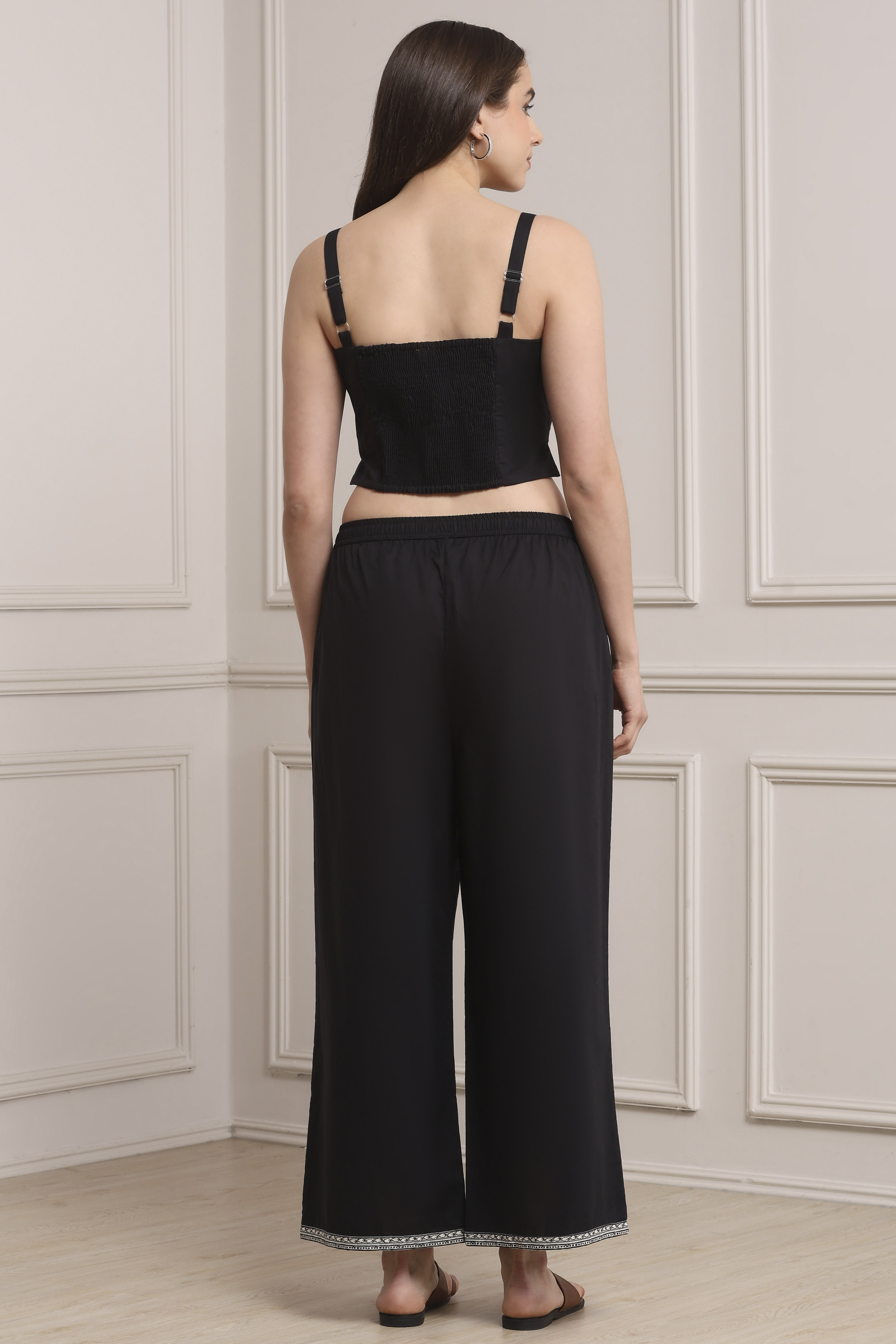 White Cotton Anarkali Fusion Set image number 4