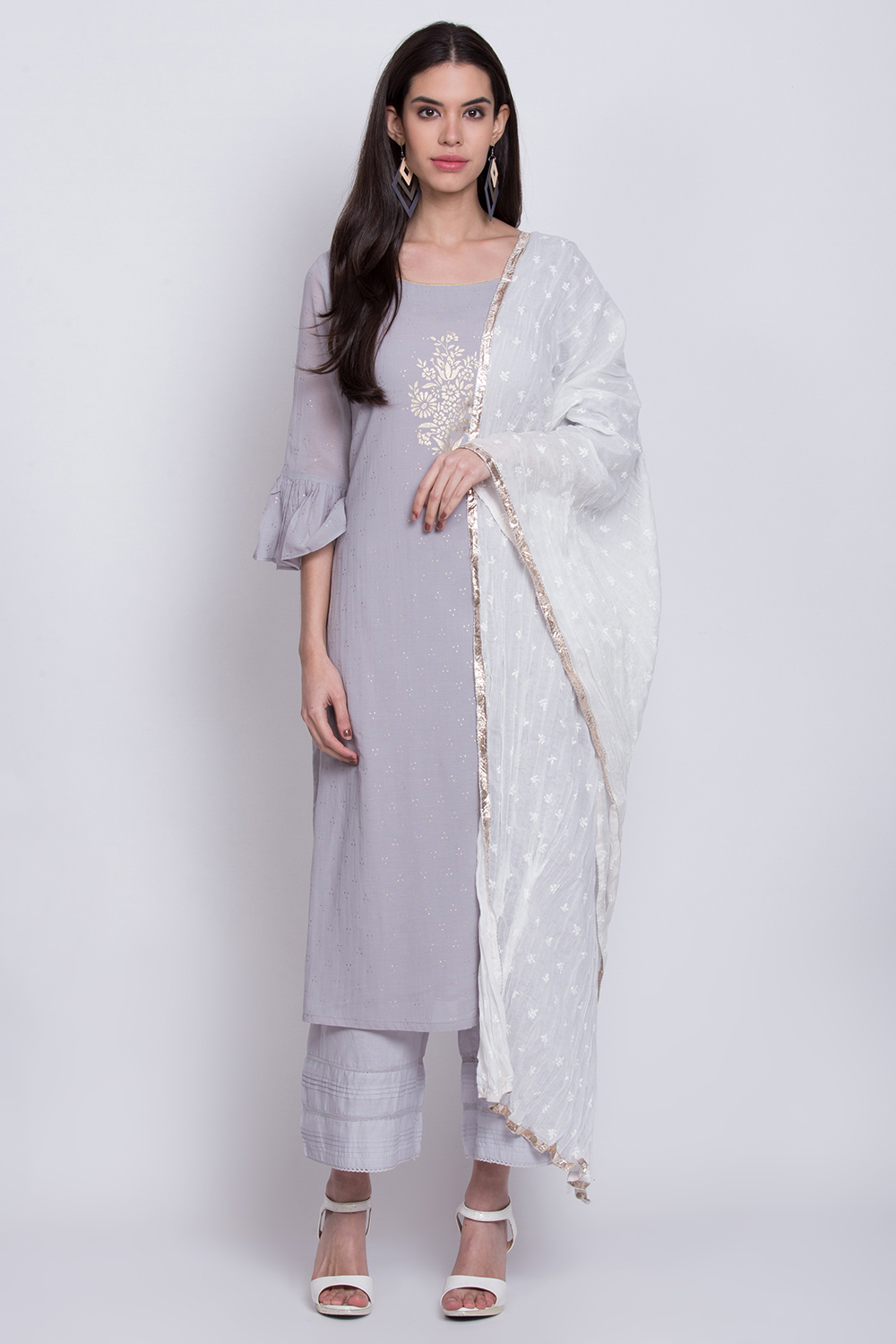 White Cotton Printed Dupatta image number 0
