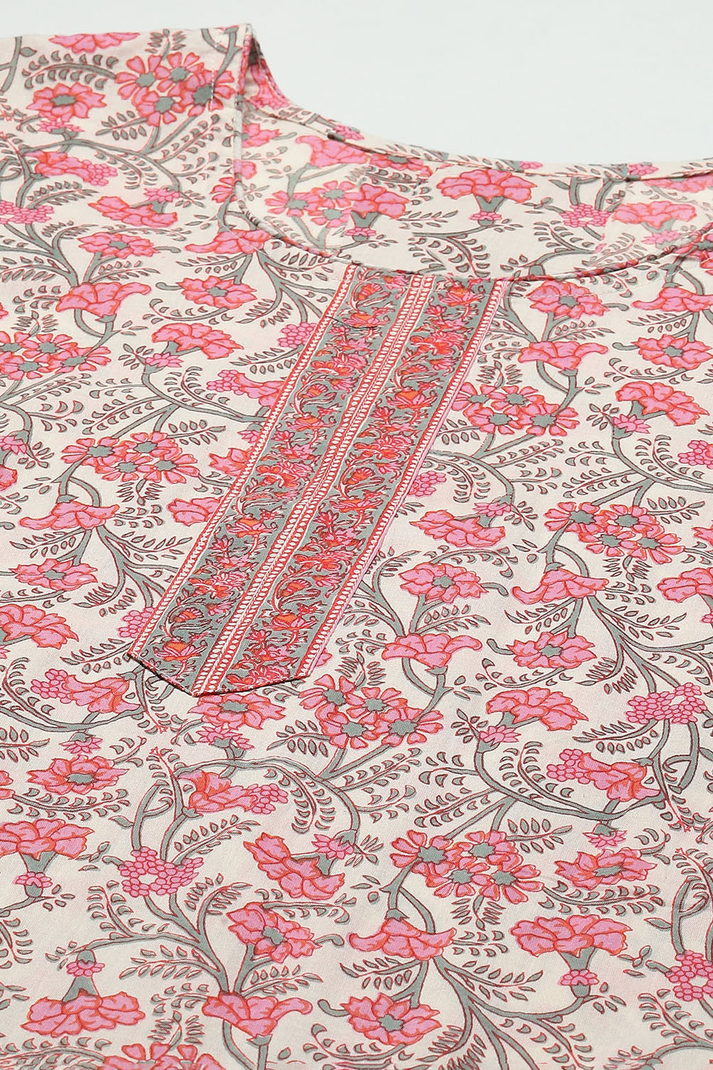 Pink Cotton Handloom Unstitched Suit Set image number 2