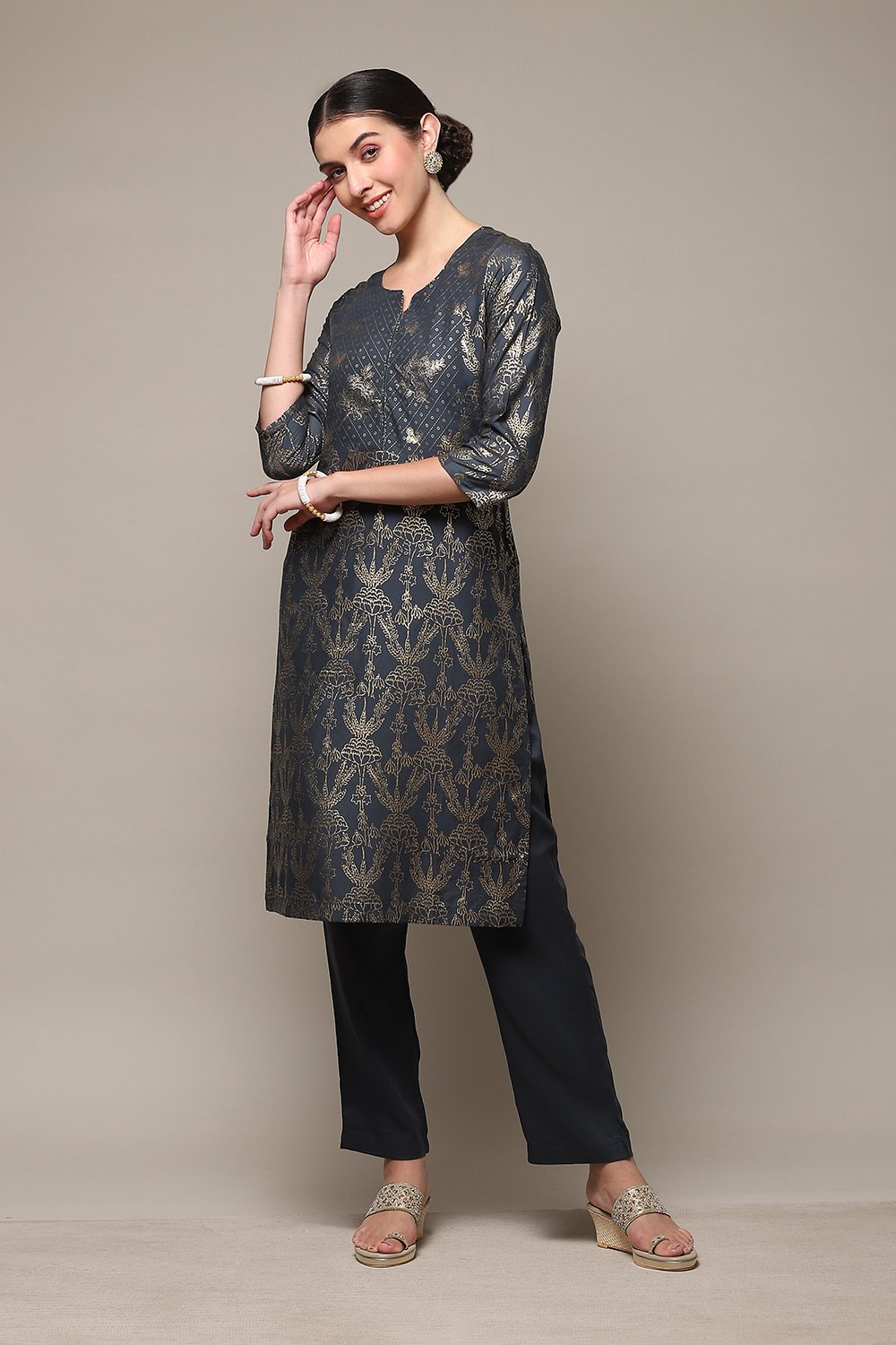 Blue Rayon Flared 2 Piece Set image number 0