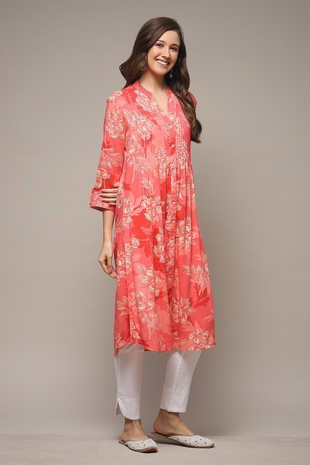 Coral LIVA Straight Printed Kurta image number 4