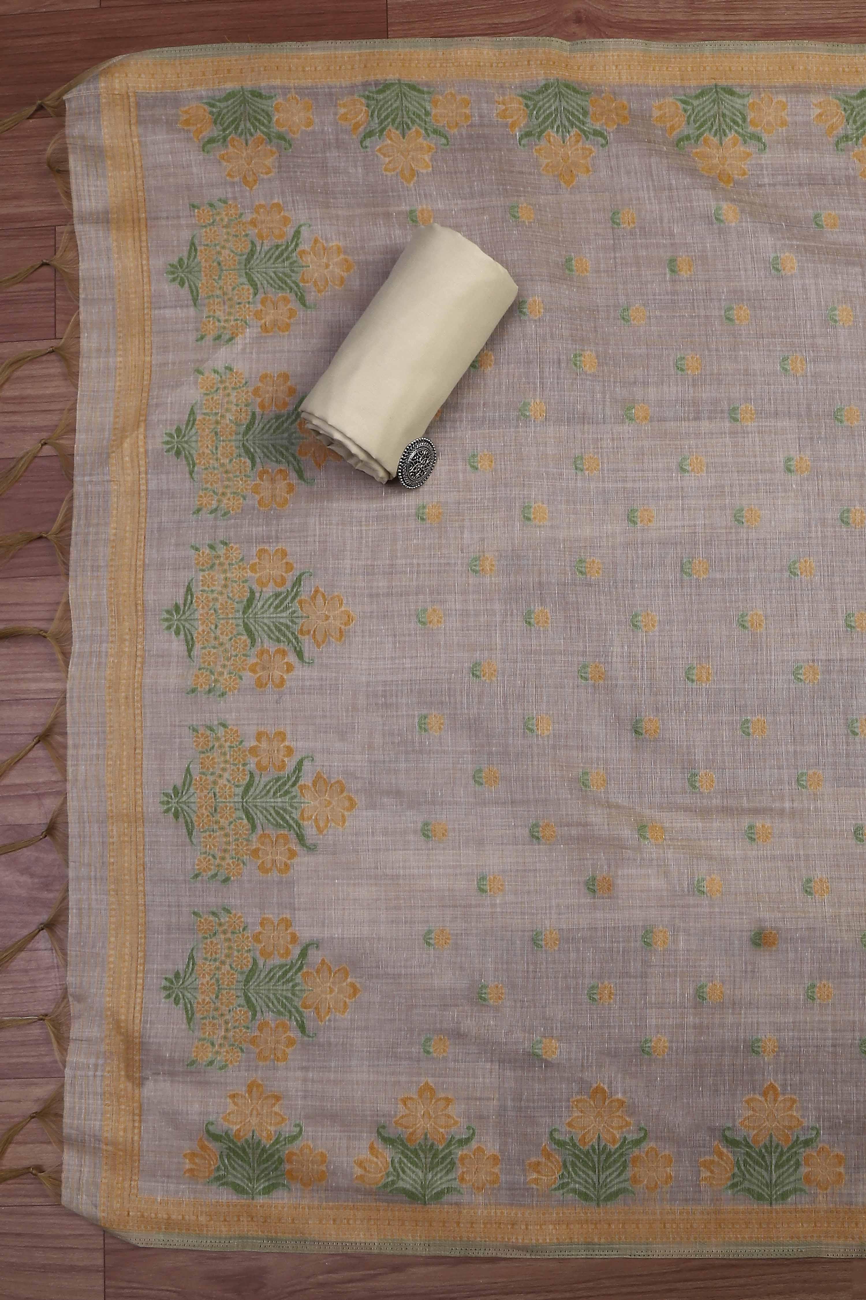 Pink Cotton Attractive Floral Print Unstitched Suit Set image number 3