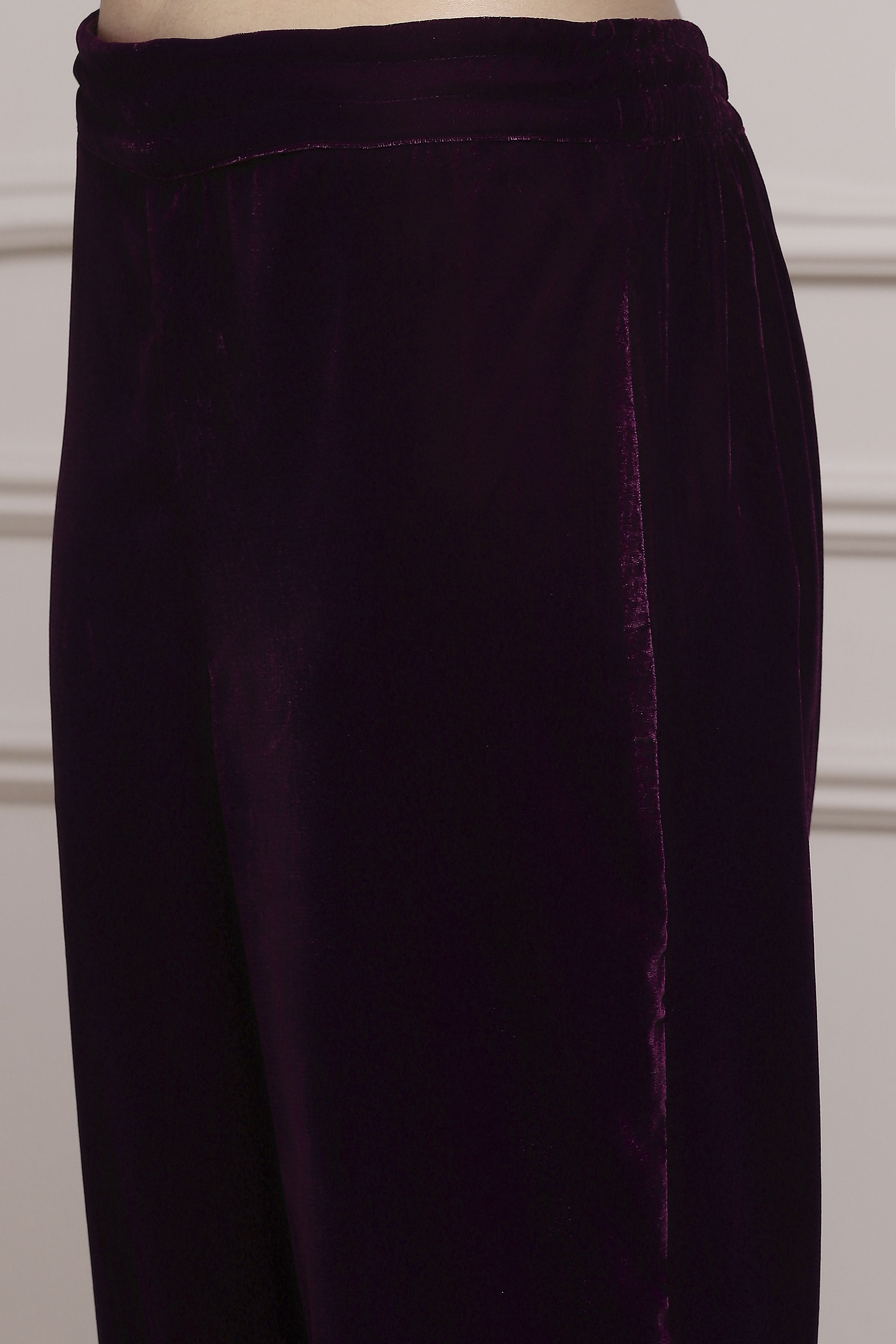 Purple Polyester Straight Printed Kurta Pants Set image number 2