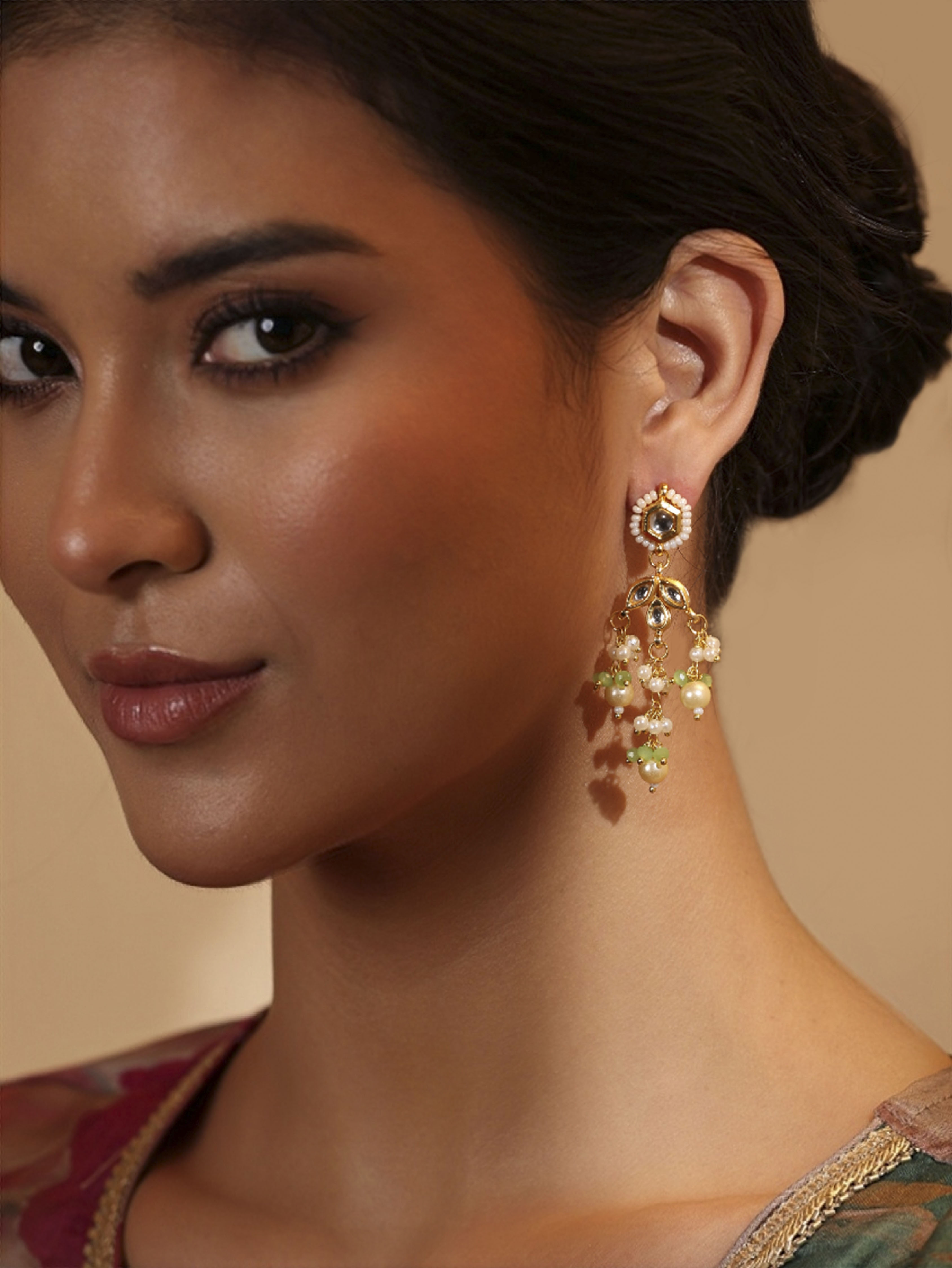 White Gold Plated Brass Drop Earrings image number 1