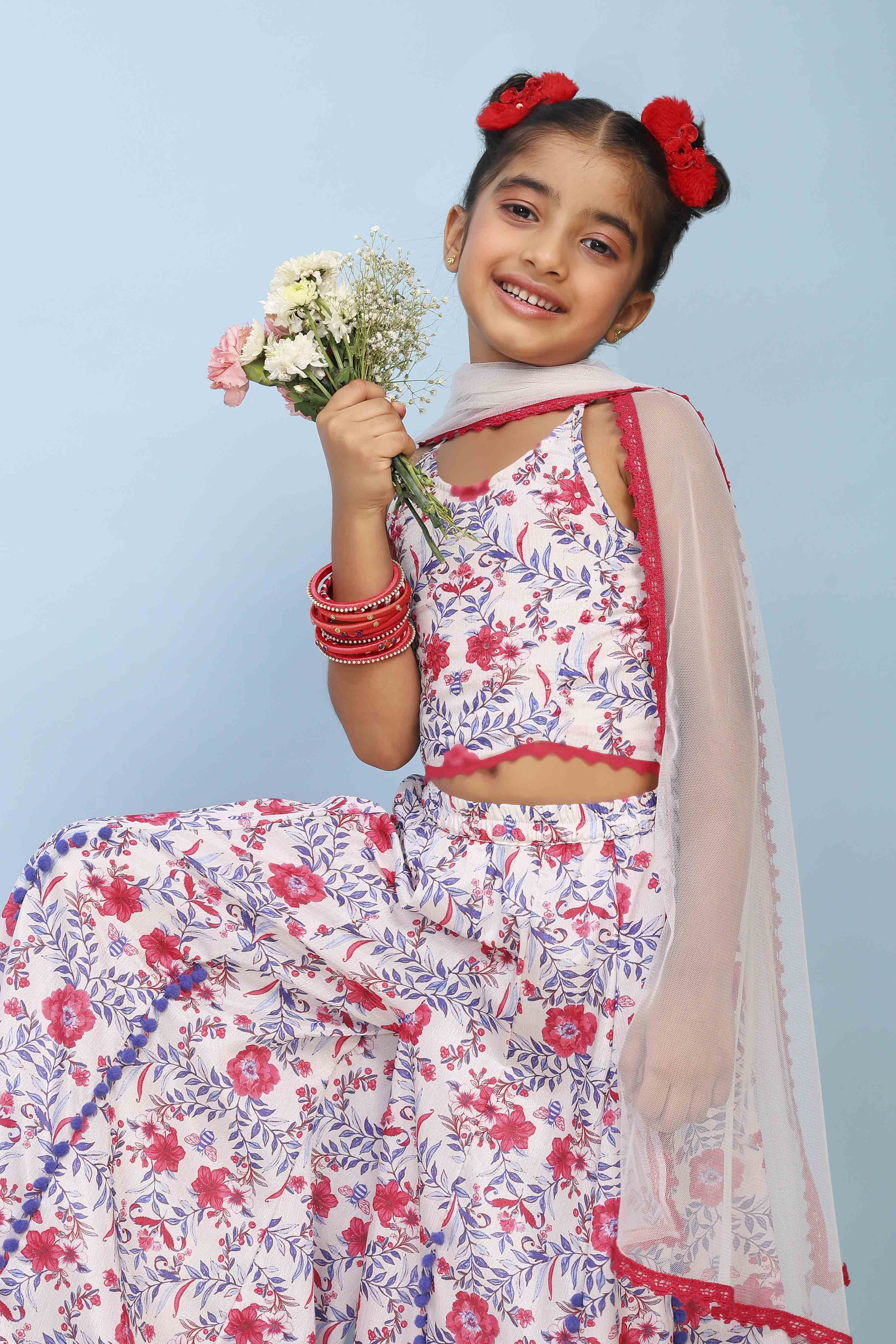 White Poly Chinon Printed Regular Suit Set image number 6