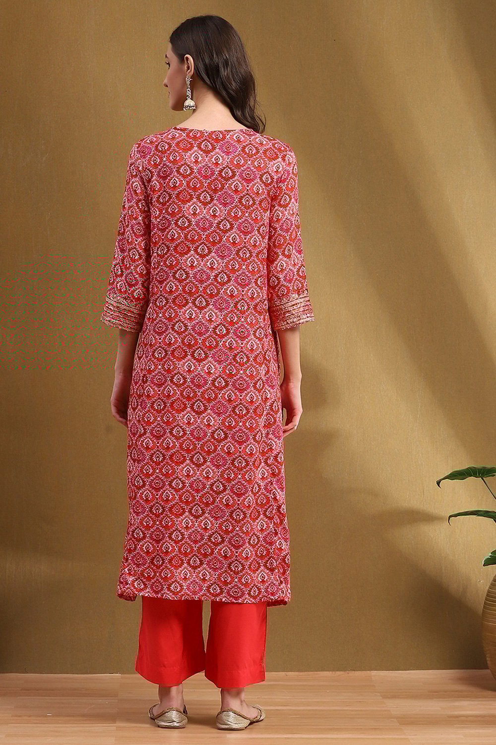 Grey Printed Festive A-line Suit Set image number 4