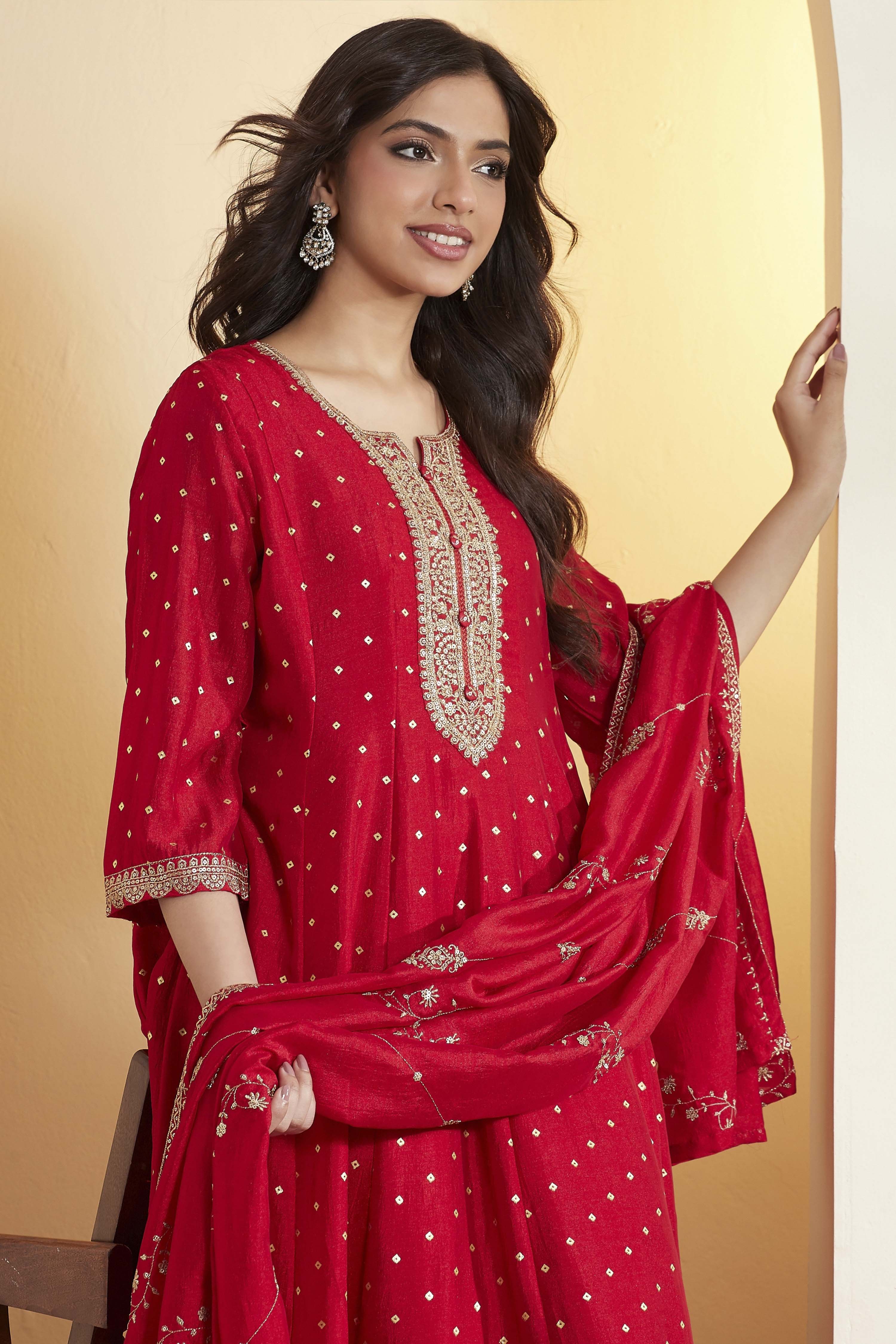 Blue Cotton Kalidar Suit Set image number 1