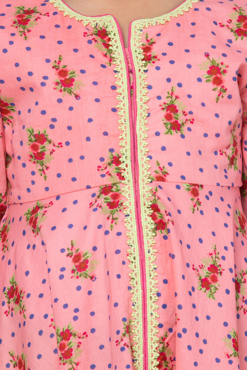 Pink And Green Cotton Anarkali Kurta Sharara Suit Set image number 1