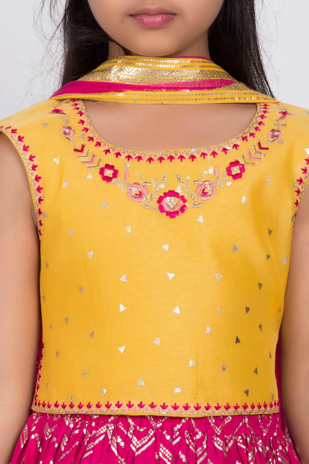 Yellow Poly Cotton Lehenga Set image number 1