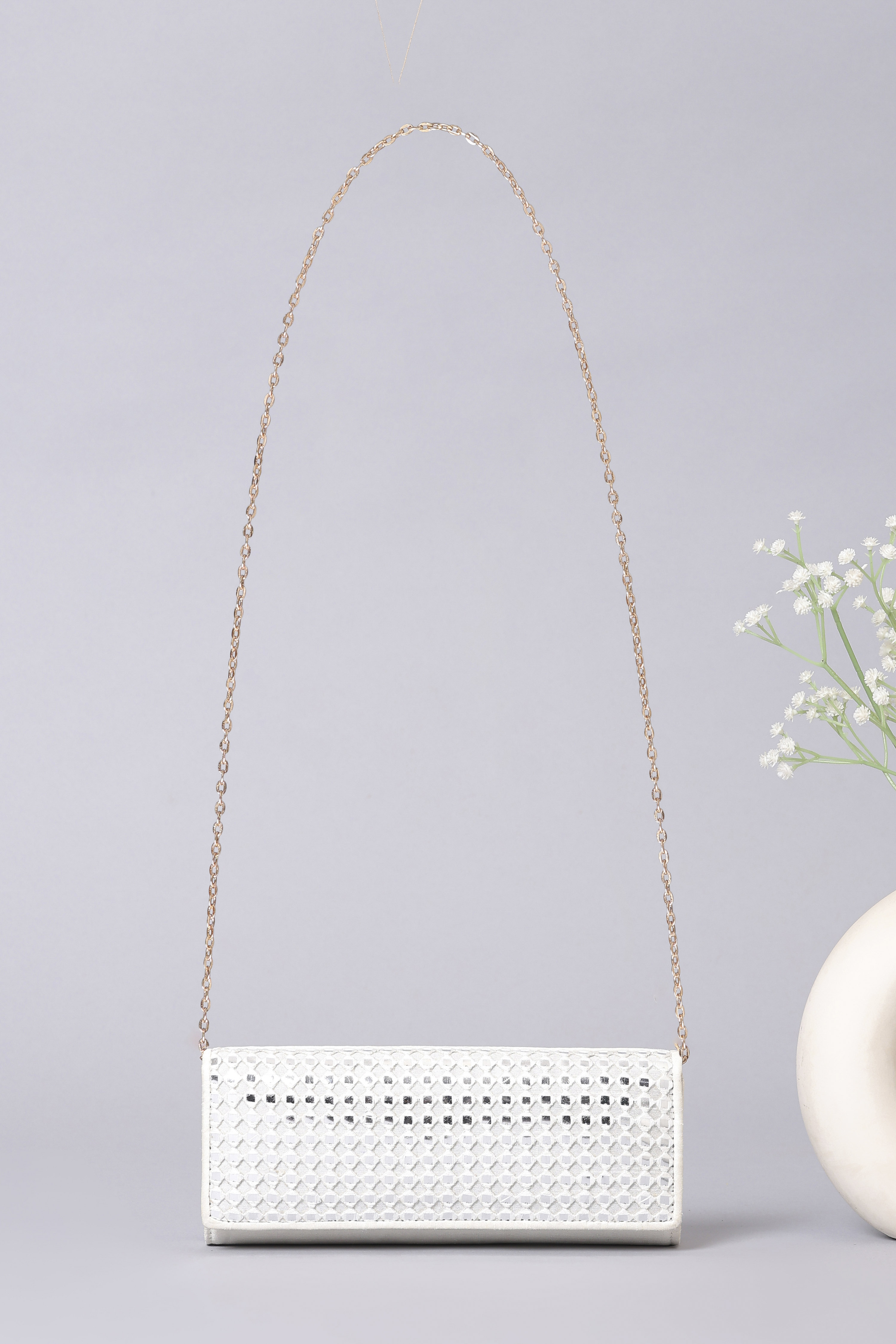 Ivory Mirror Work Clutch image number 2