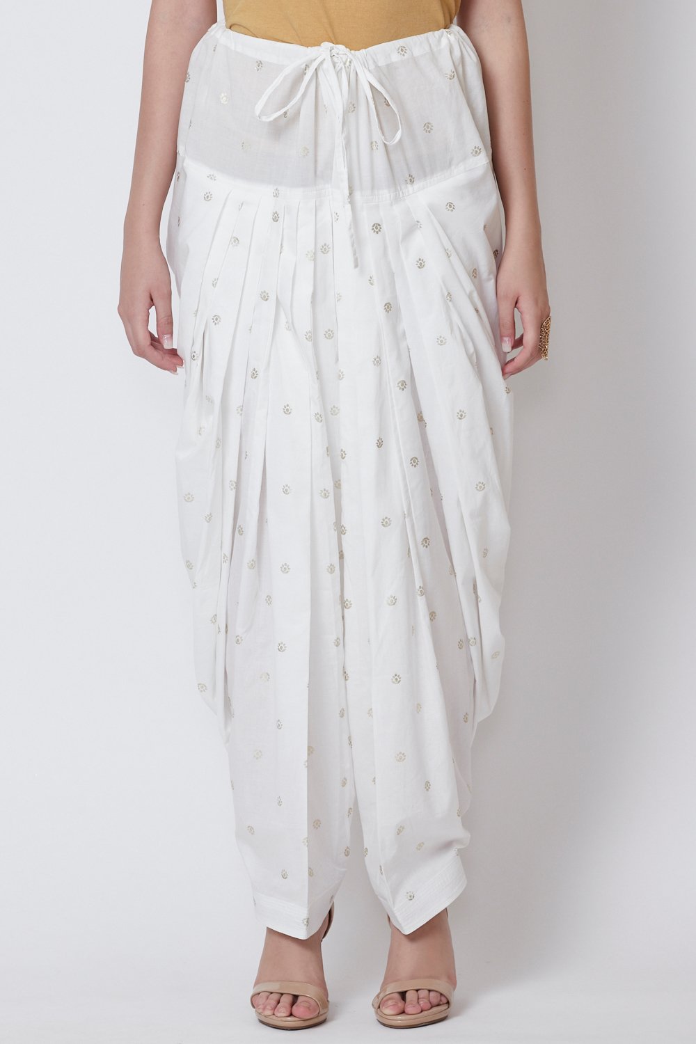 Off White Cotton Solid Salwar image number 2