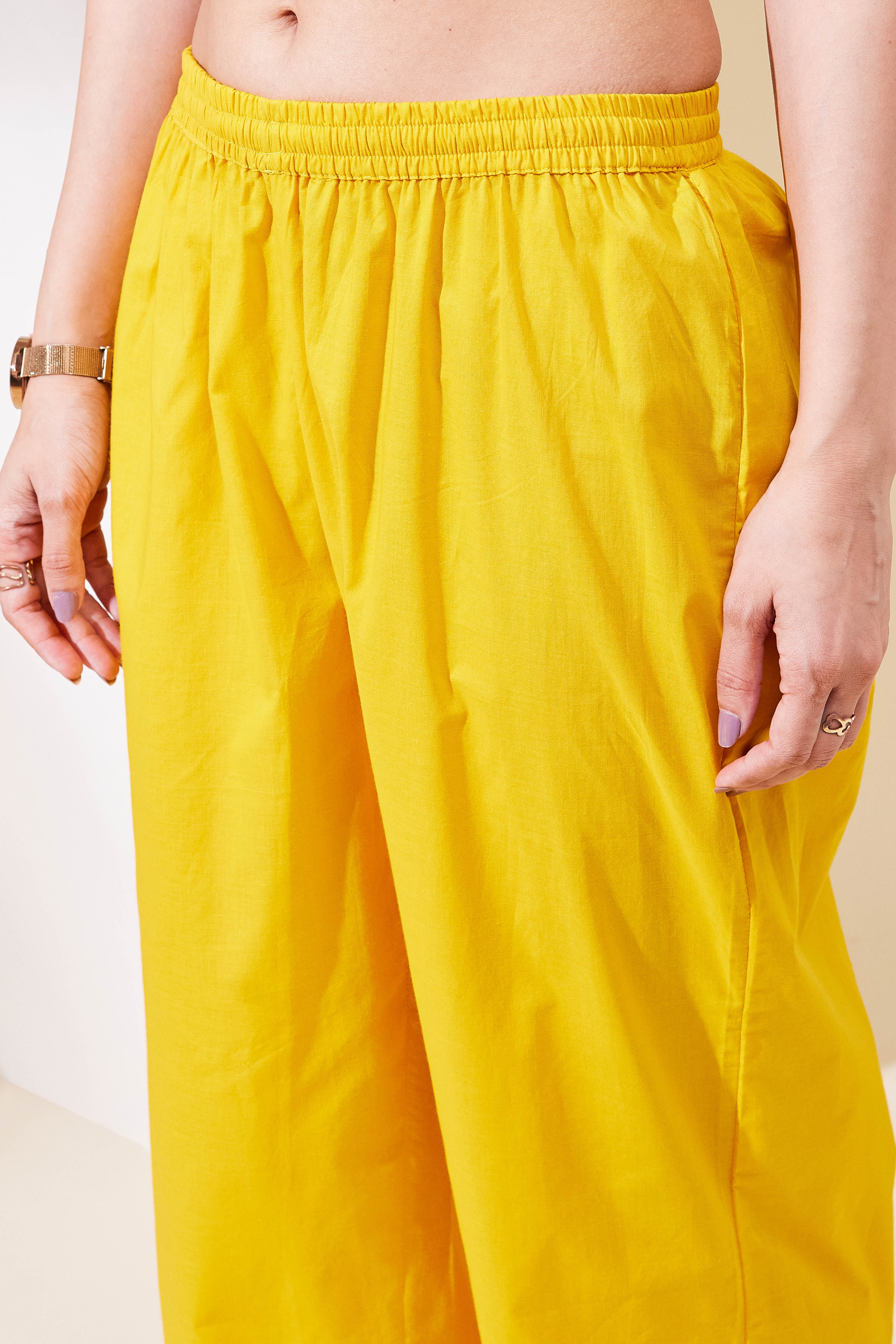 Yellow Cotton Anarkali Suit Set image number 2