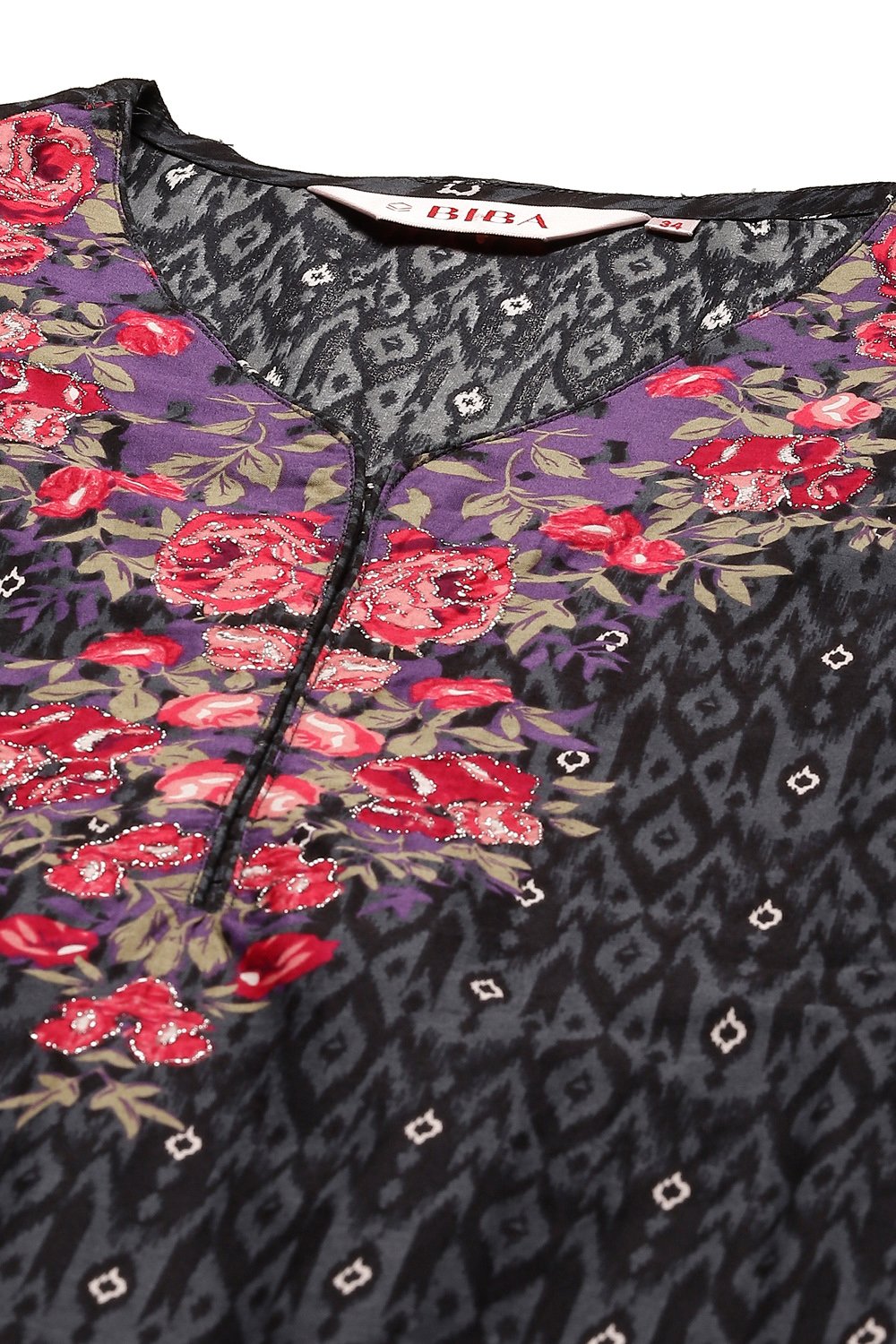 Black Cotton Double Layered Suit Set With Reversible Dupatta image number 1