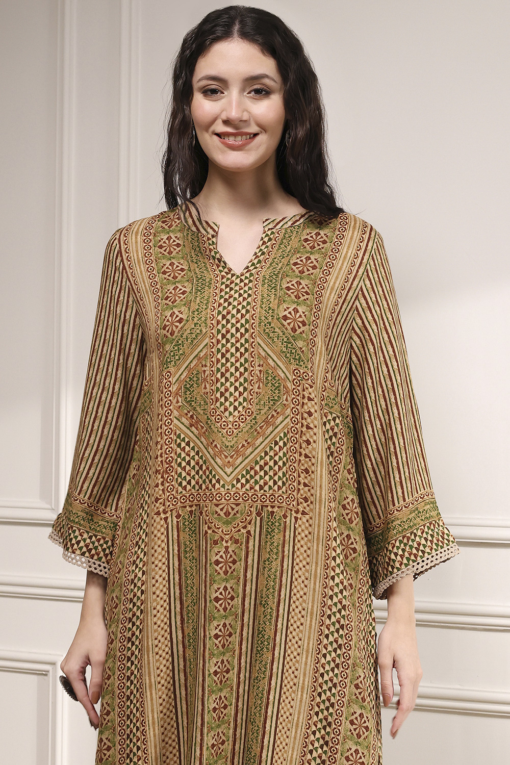 Blue Viscose Rayon Straight Printed Kurta image number 1
