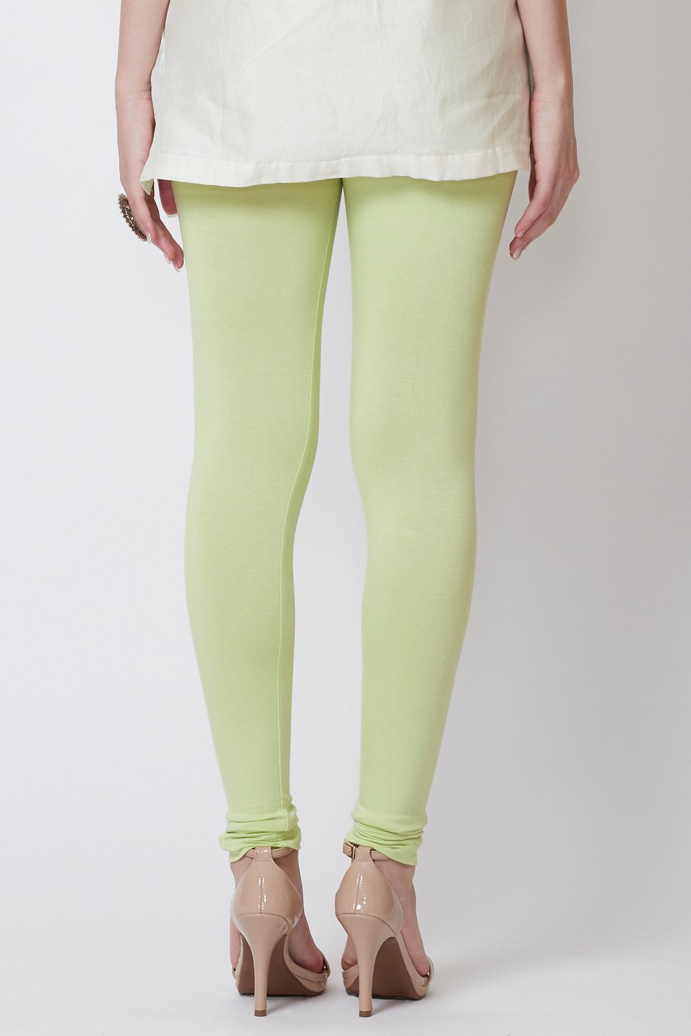 Moss Green Viscose Lycra Solid Leggings image number 5