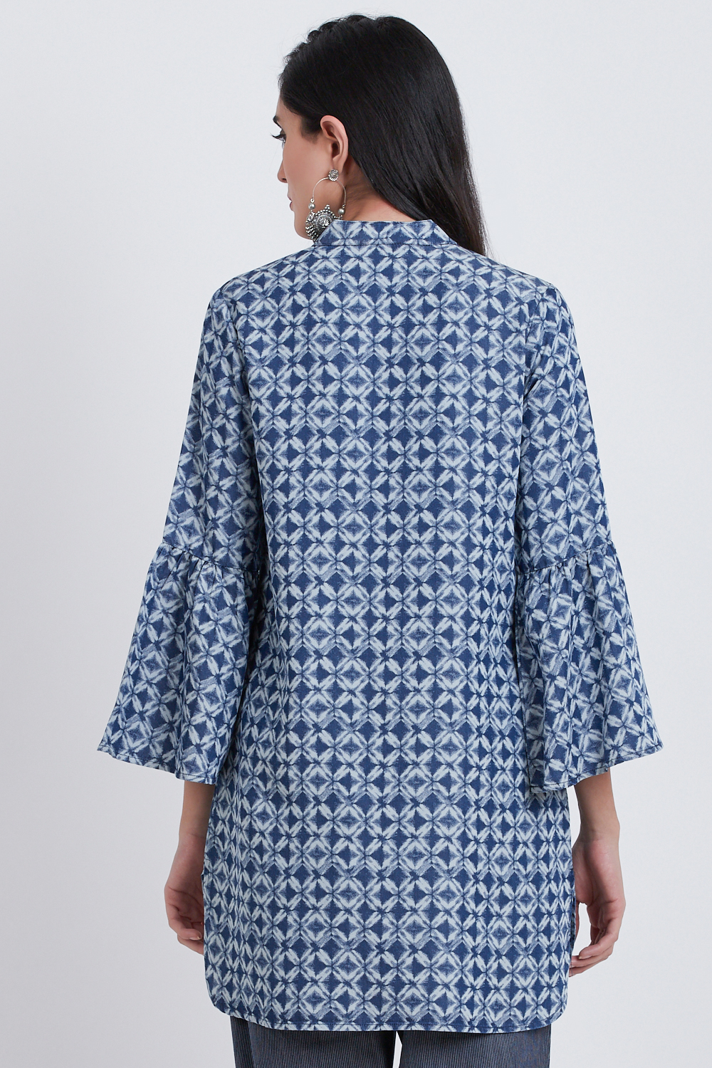 Denim Blue Cotton Straight Printed Kurta image number 5