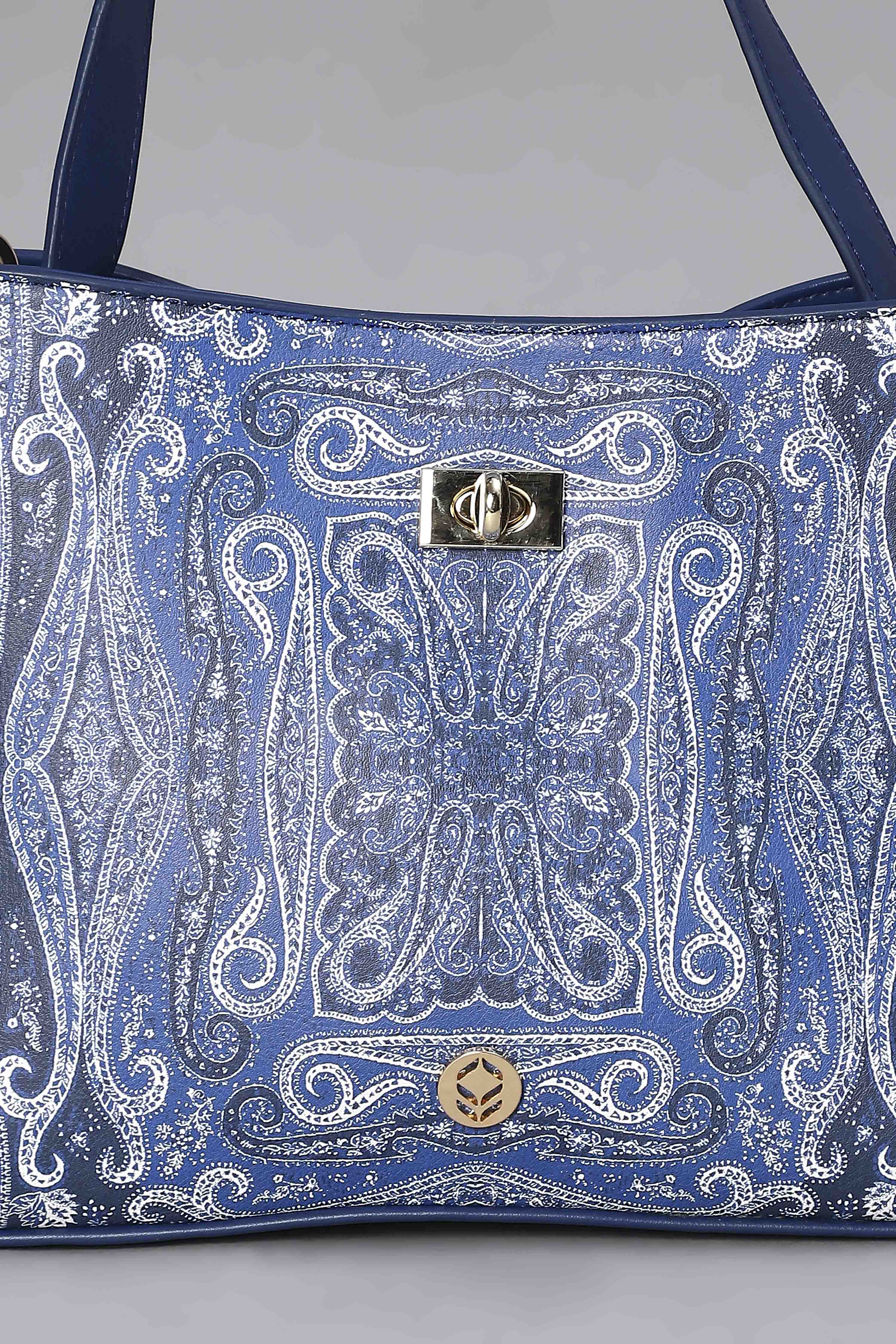 Blue PU Tote Bag image number 6