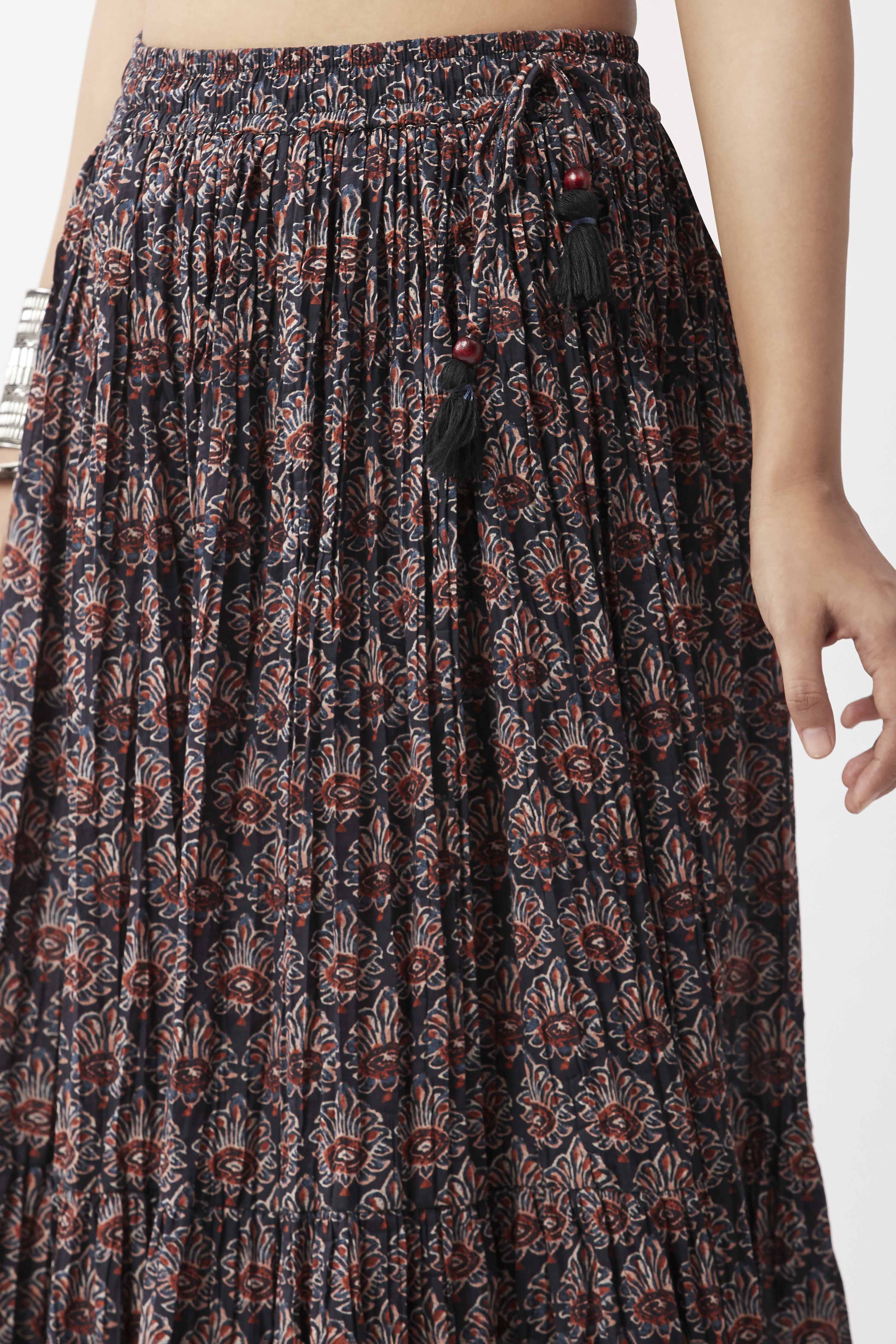 Black Cotton Printed Skirt image number 1