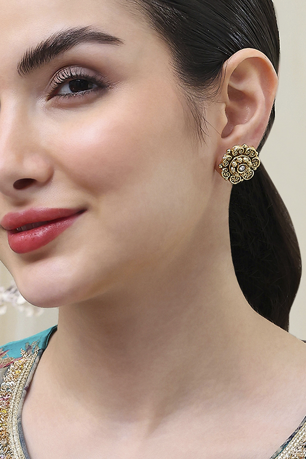 Metallic Gold Alloy Studs image number 1