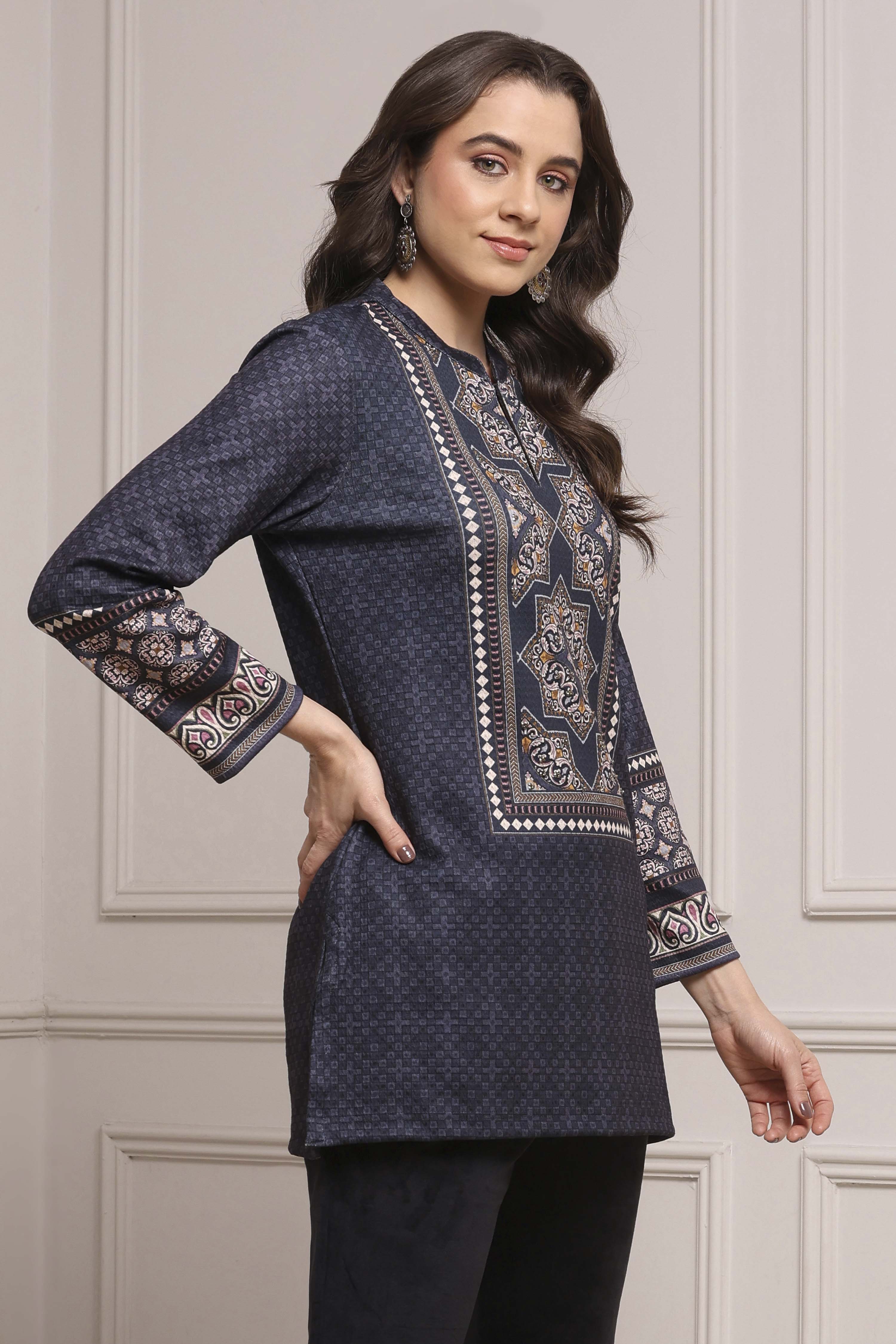 Black Polyester Printed Kurta image number 4